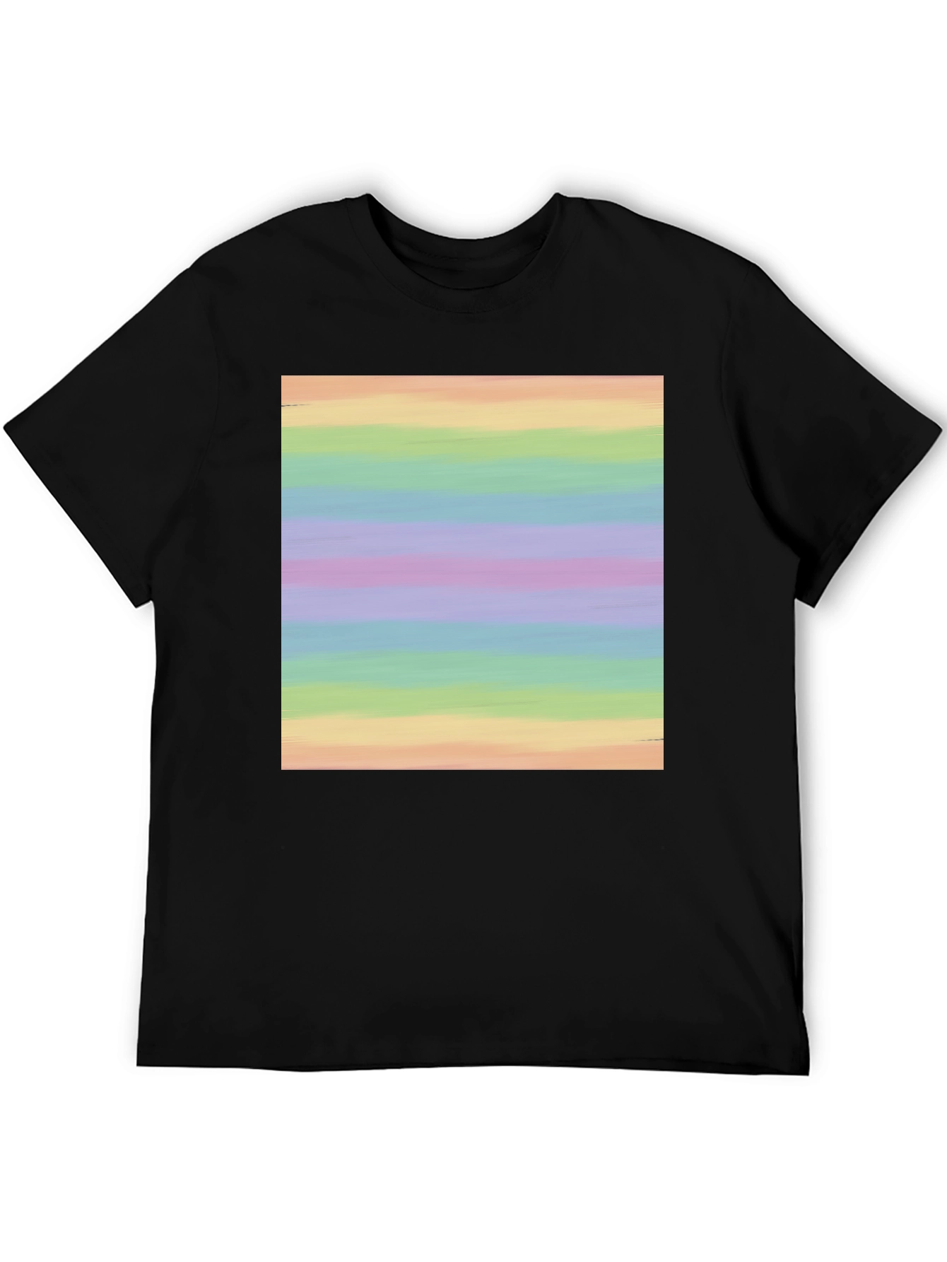 Black Rainbow Stripe Graphic Tee - Soft Cotton Blend view 5