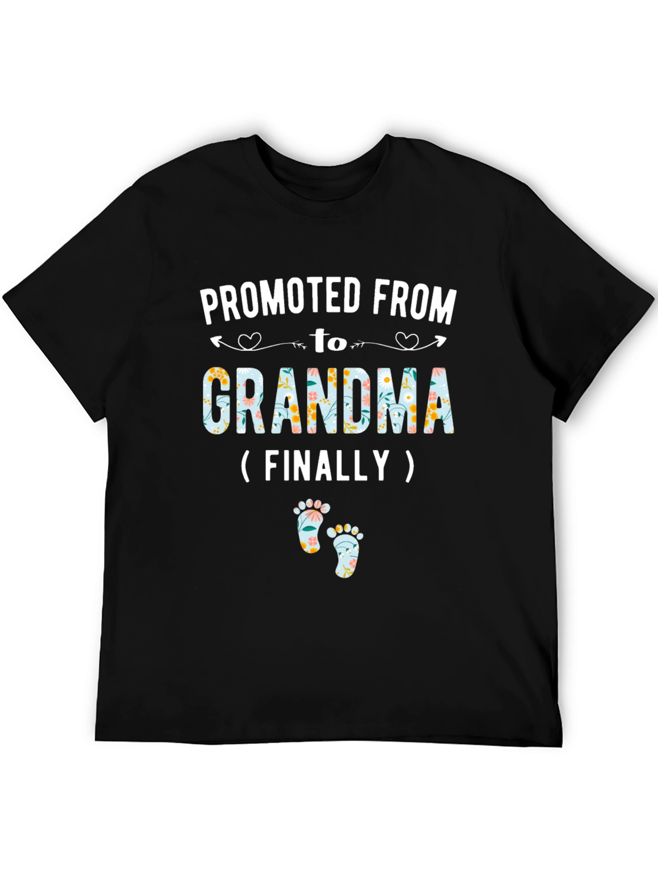 Black Promoted to Grandma Floral T-Shirt view 5