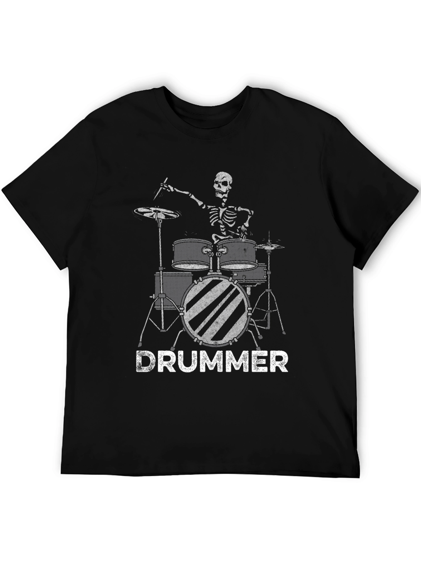 Black Skeleton Drummer Graphic Black T-Shirt view 5