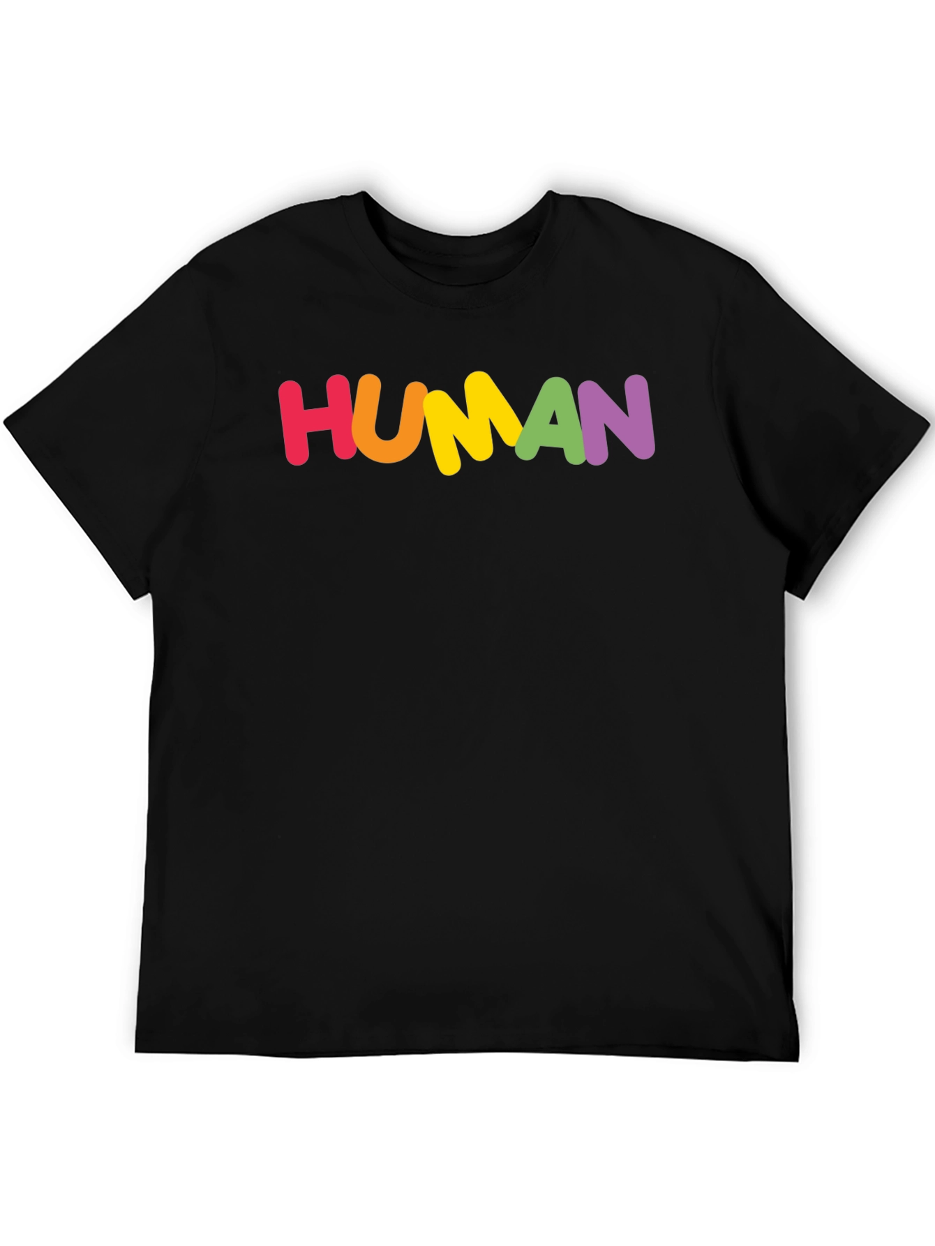 Black Rainbow HUMAN Graphic Tee - Black Cotton Blend Shirt view 5