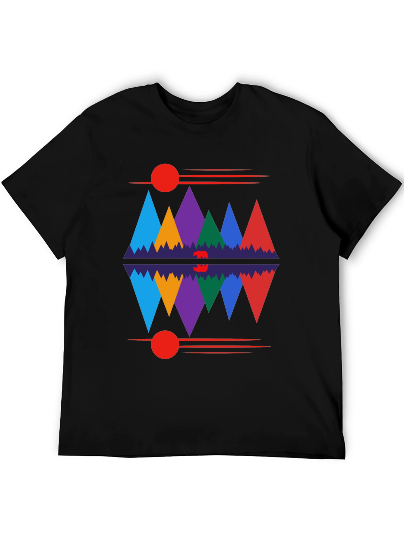 Black Geometric Mountain Range Graphic Tee view 5