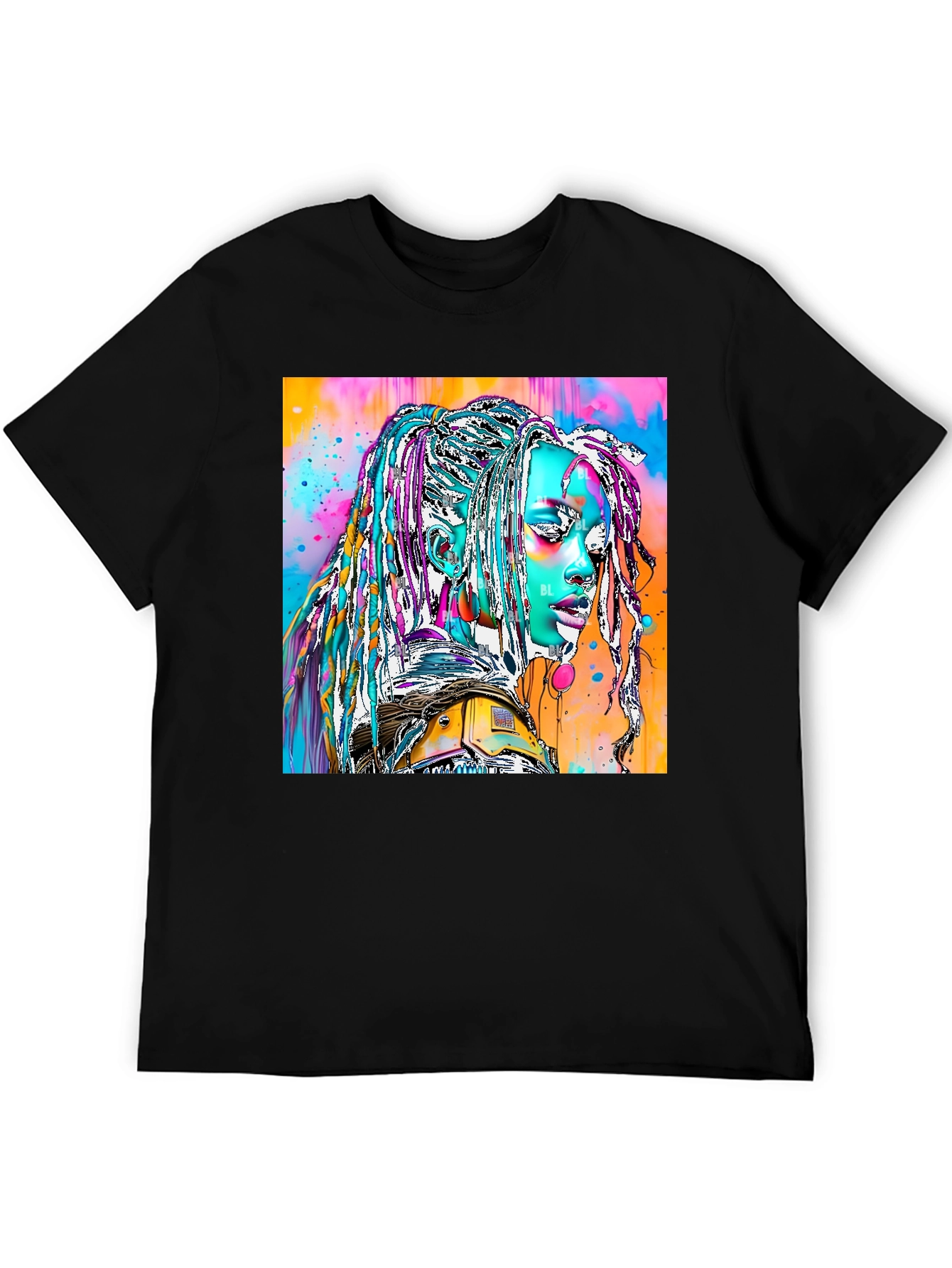 Black Vibrant Futuristic Graphic Print Tee view 5