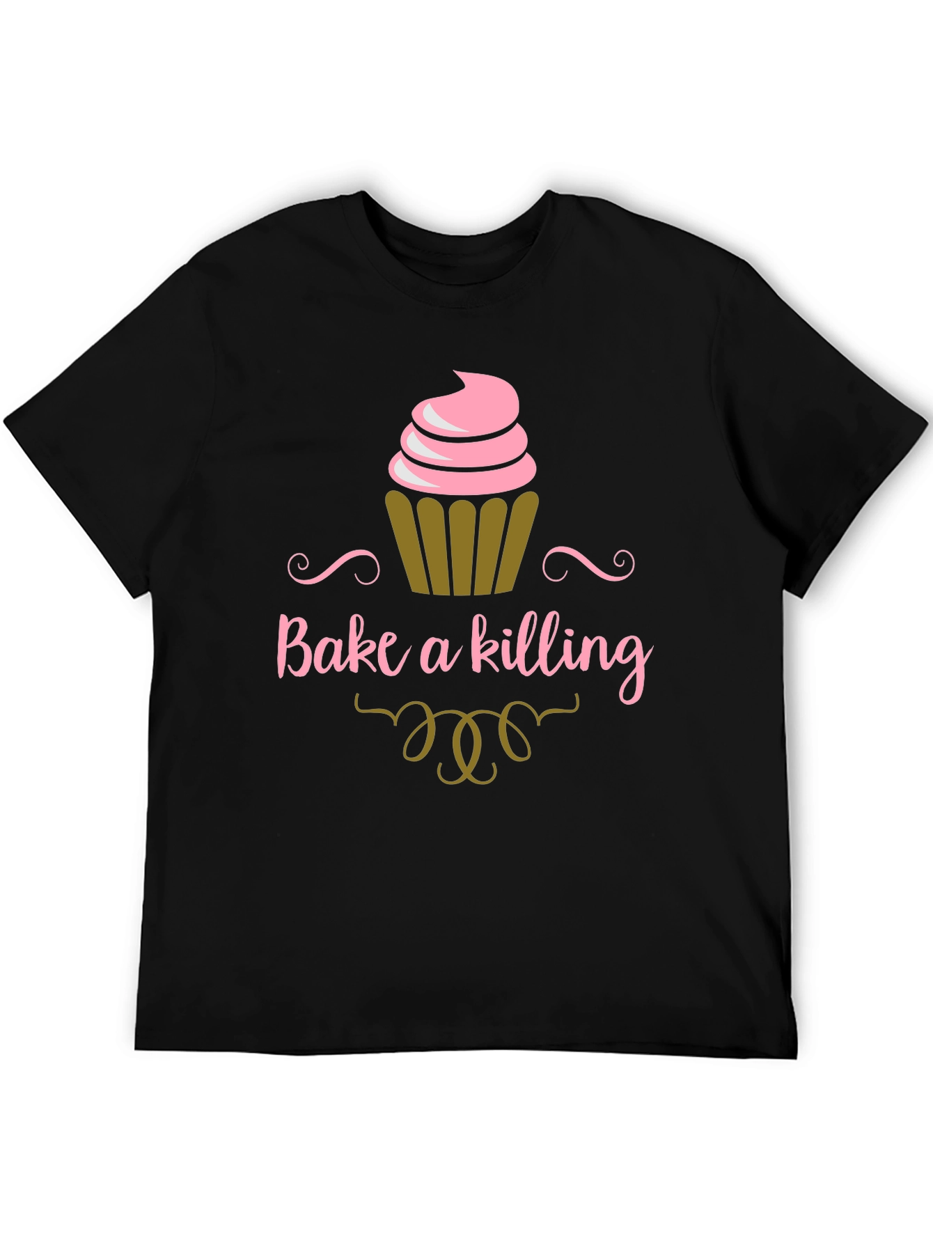 Black Bake a Killing T-Shirt - Funny Cupcake Tee view 5
