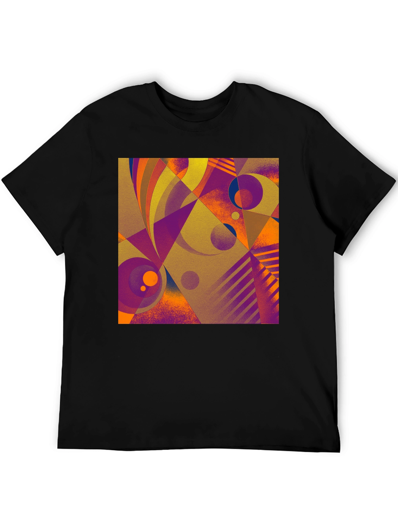 Black Abstract Geometric Print T-Shirt view 5