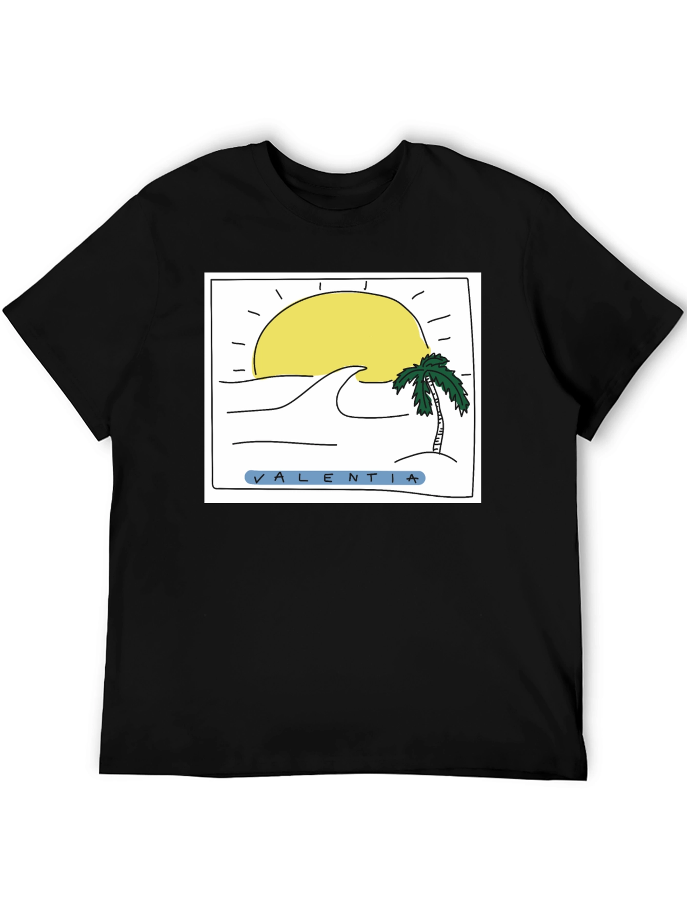 Black Valentia Sun & Waves Graphic Tee - Black view 5