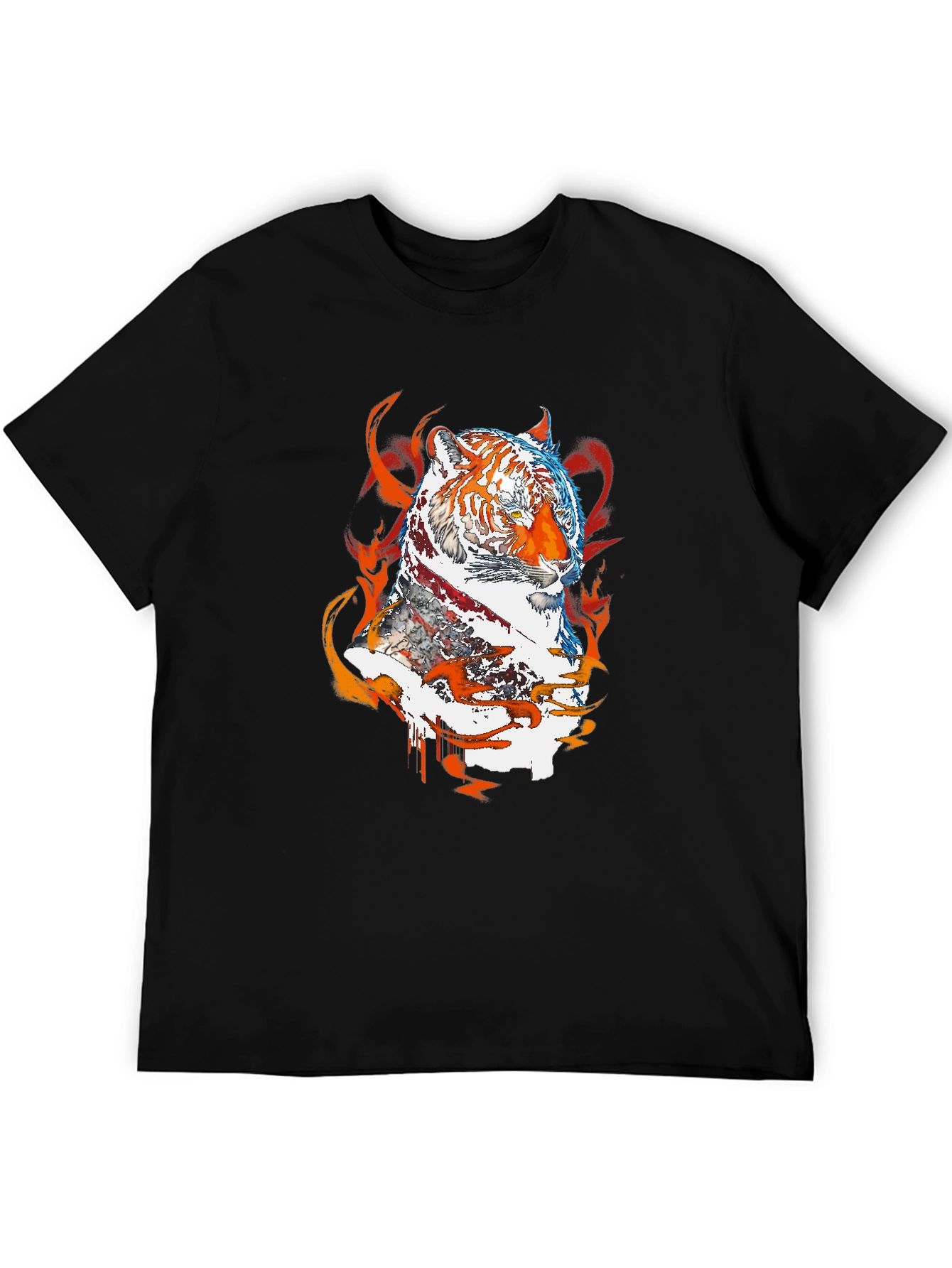 Black Fiery Tiger Graphic Tee - Black view 5