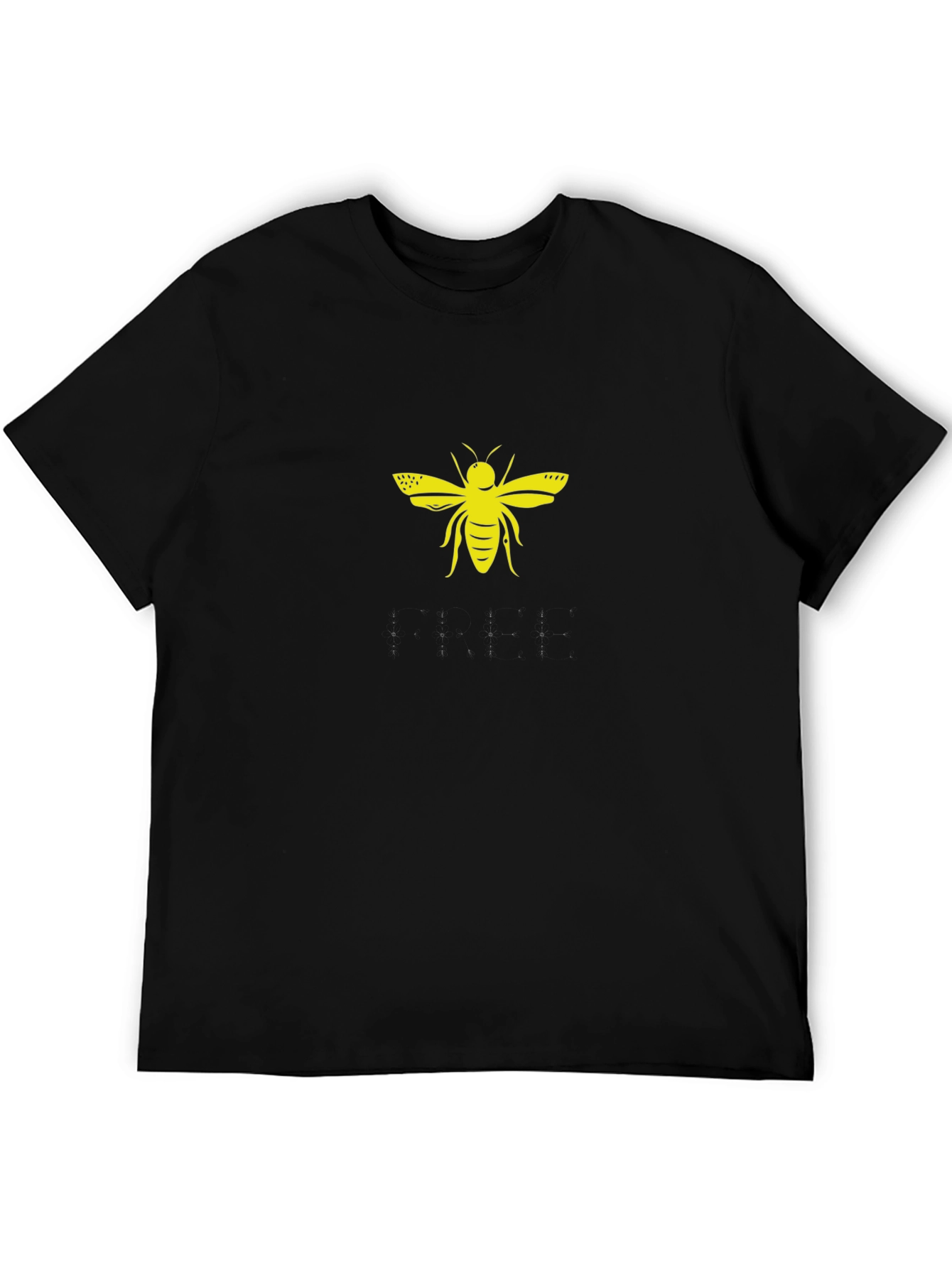 Black Black T-Shirt with Yellow Bee Graphic view 5