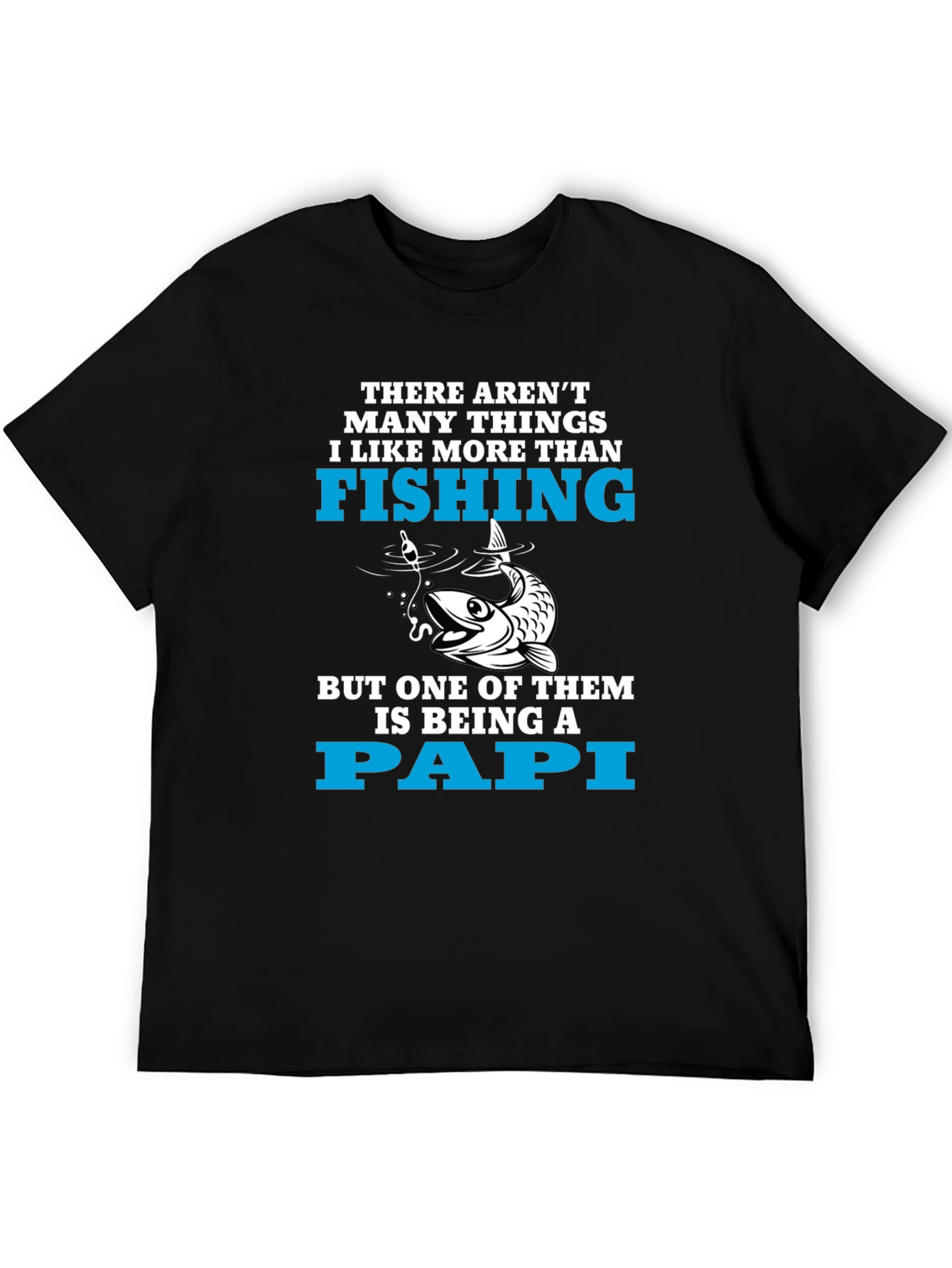 Black Fishing Papi T-Shirt - Fun Dad Gift view 5