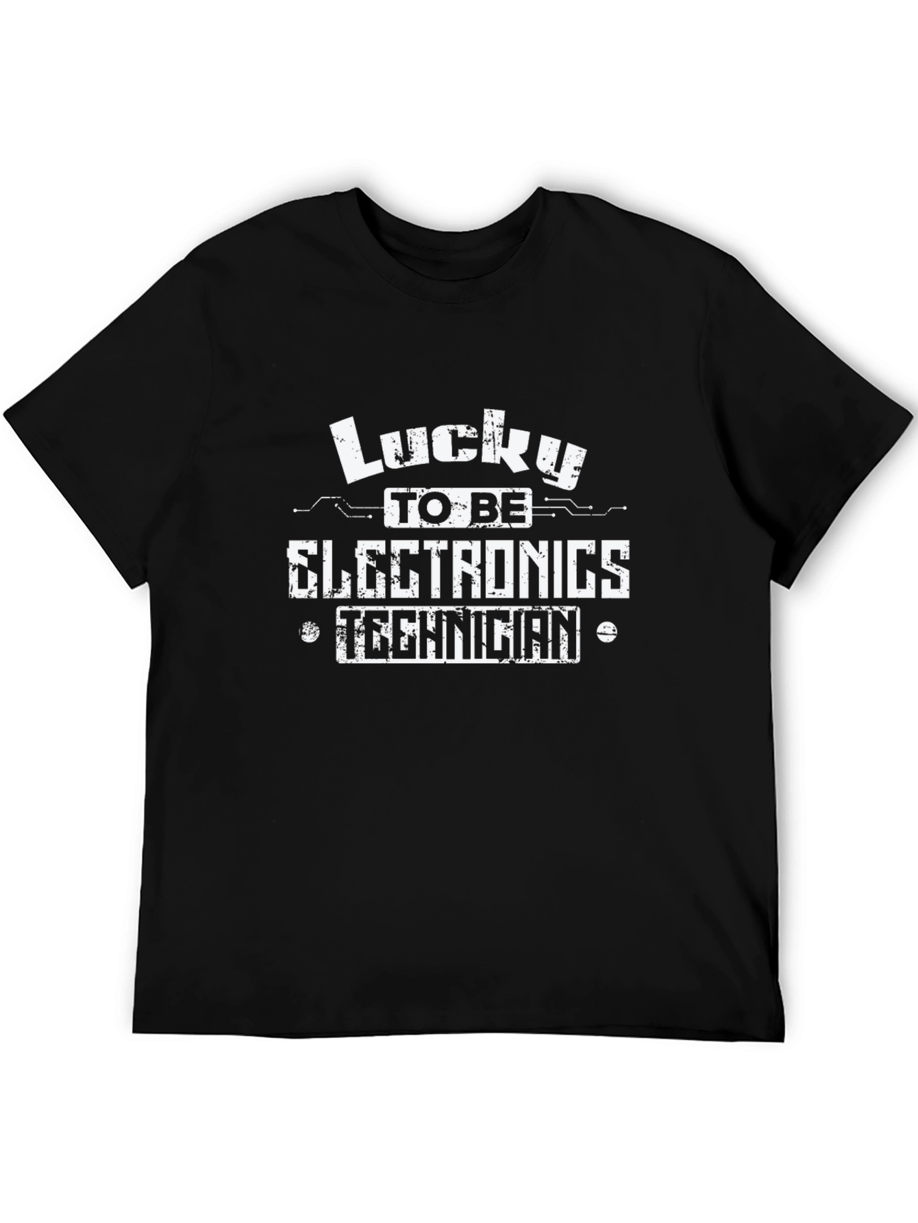 Black Lucky To Be Electronics Technician T-Shirt view 5