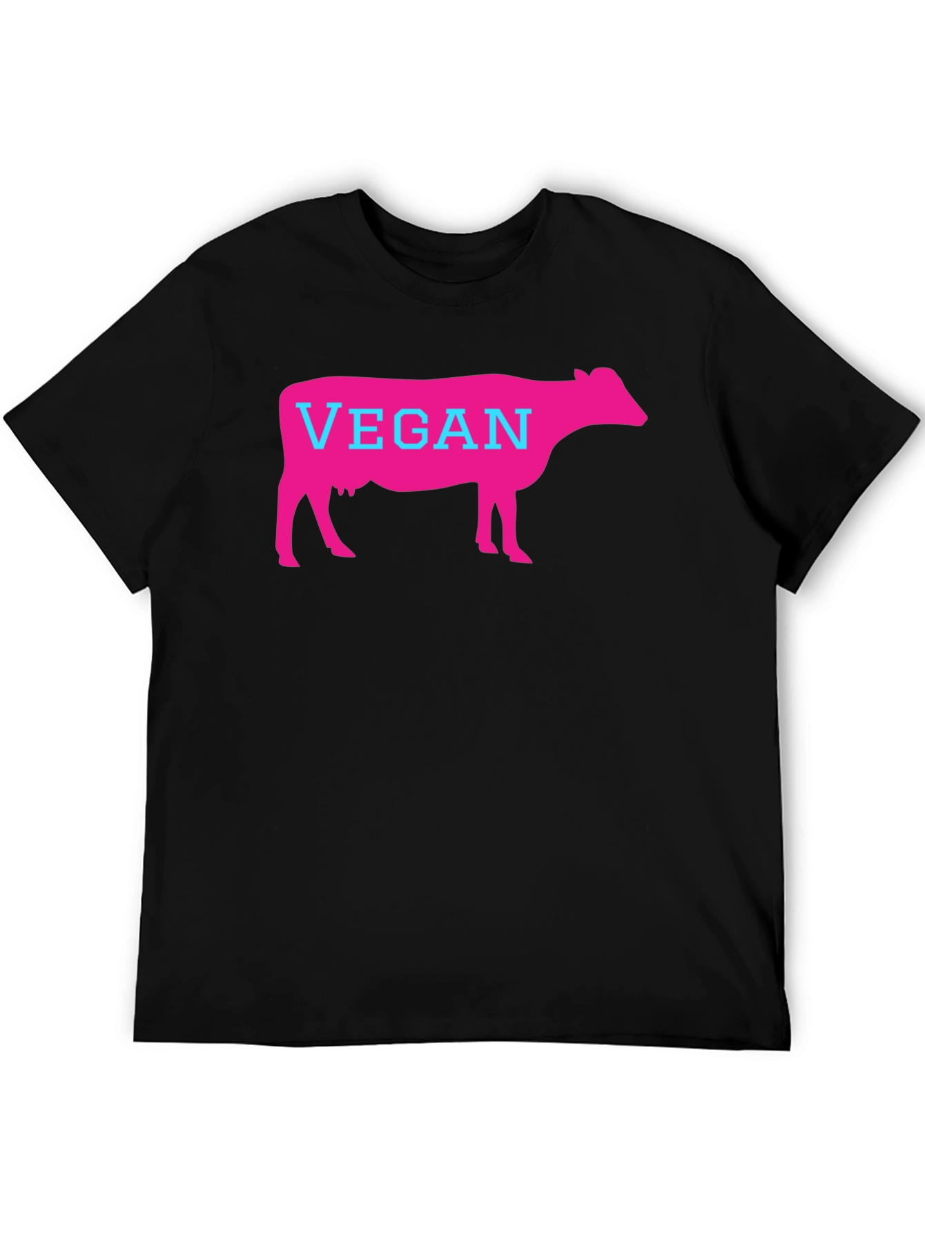 Black Vegan Cow Graphic T-Shirt - Unisex Black Tee view 5