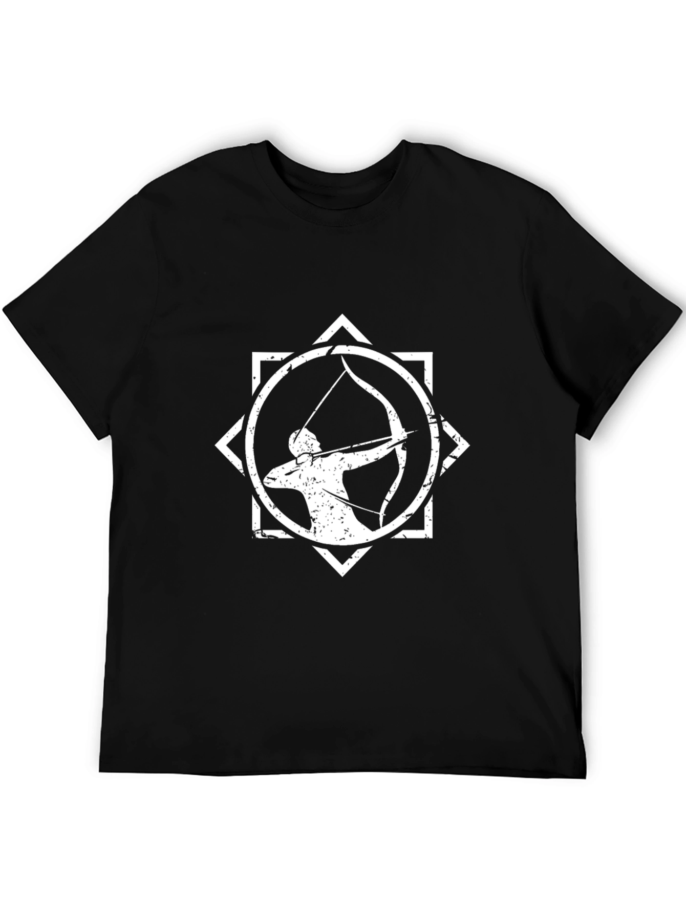 Black Archer Graphic T-Shirt - Distressed Design view 5