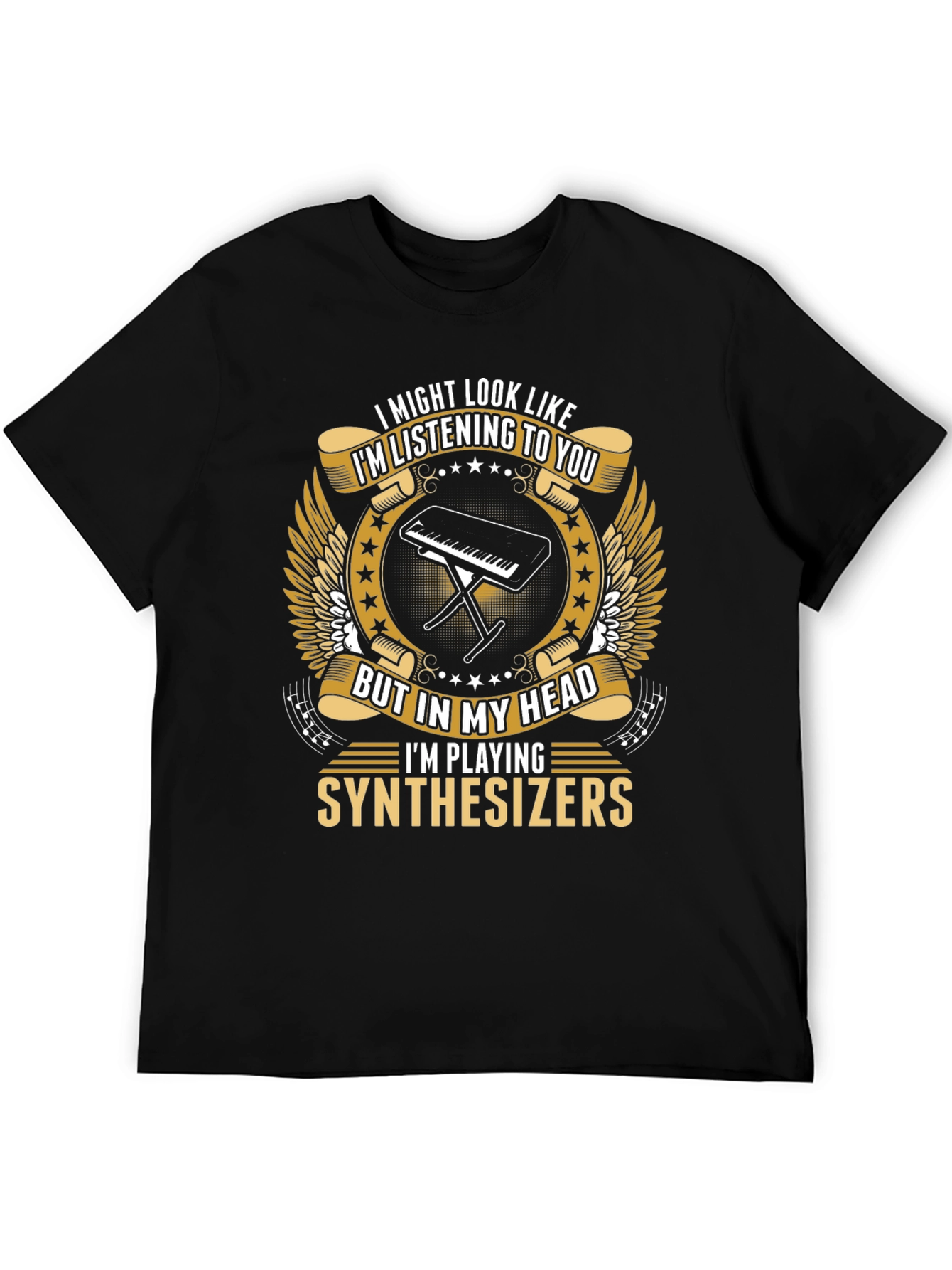 Black Synthesizer Player T-Shirt - Funny Musician Tee view 5