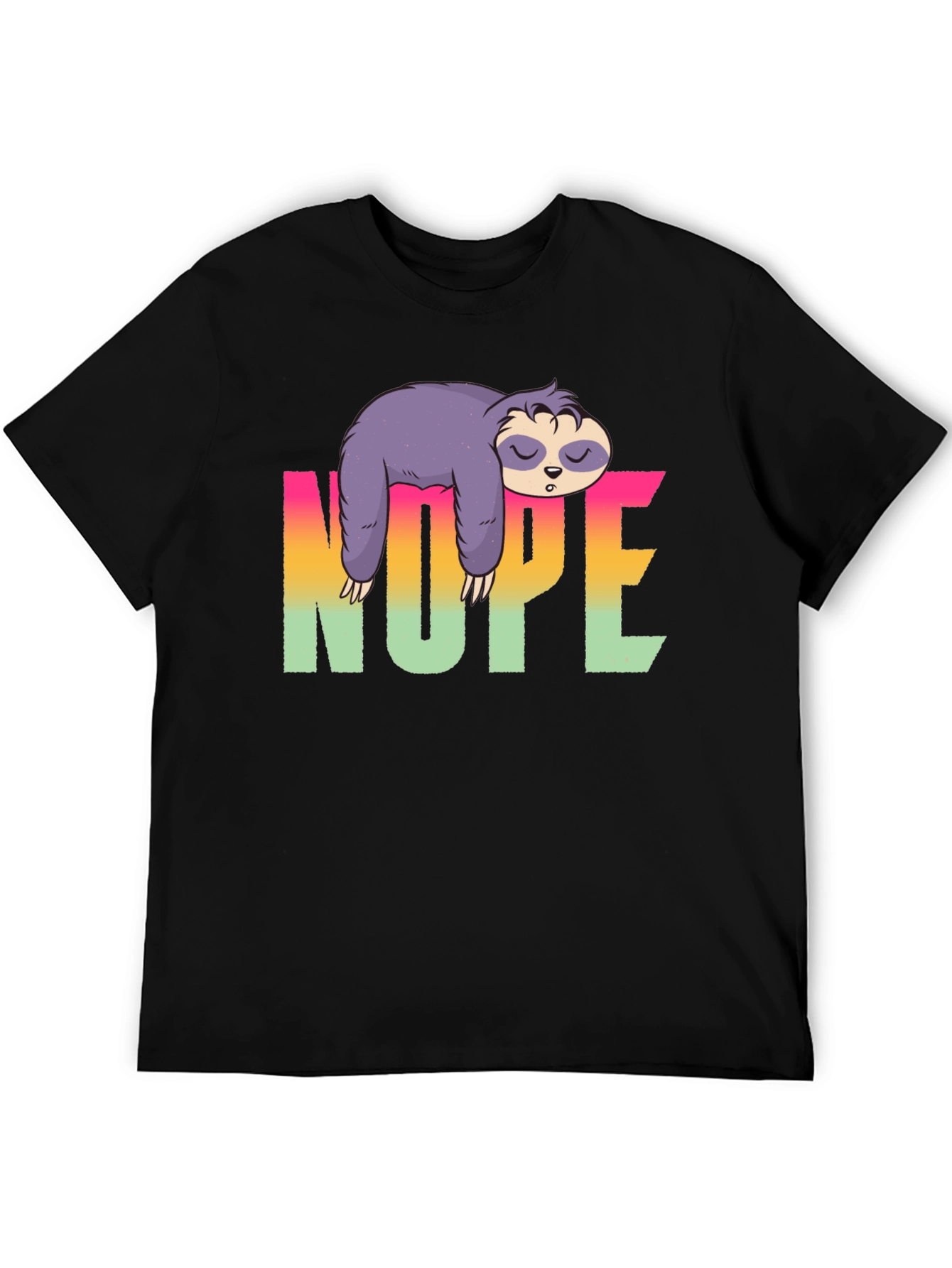 Black Nope Sloth T-Shirt - Funny Lazy Animal Tee view 5