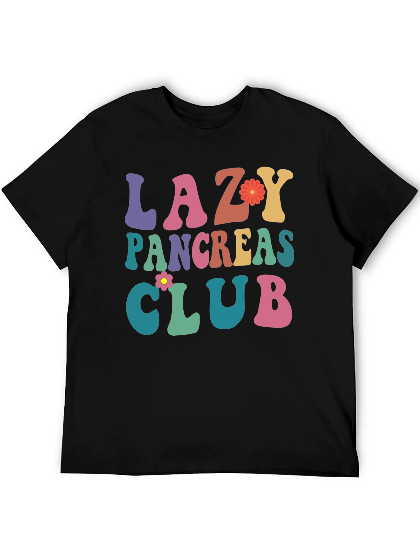 Black Lazy Pancreas Club Graphic T-Shirt view 5