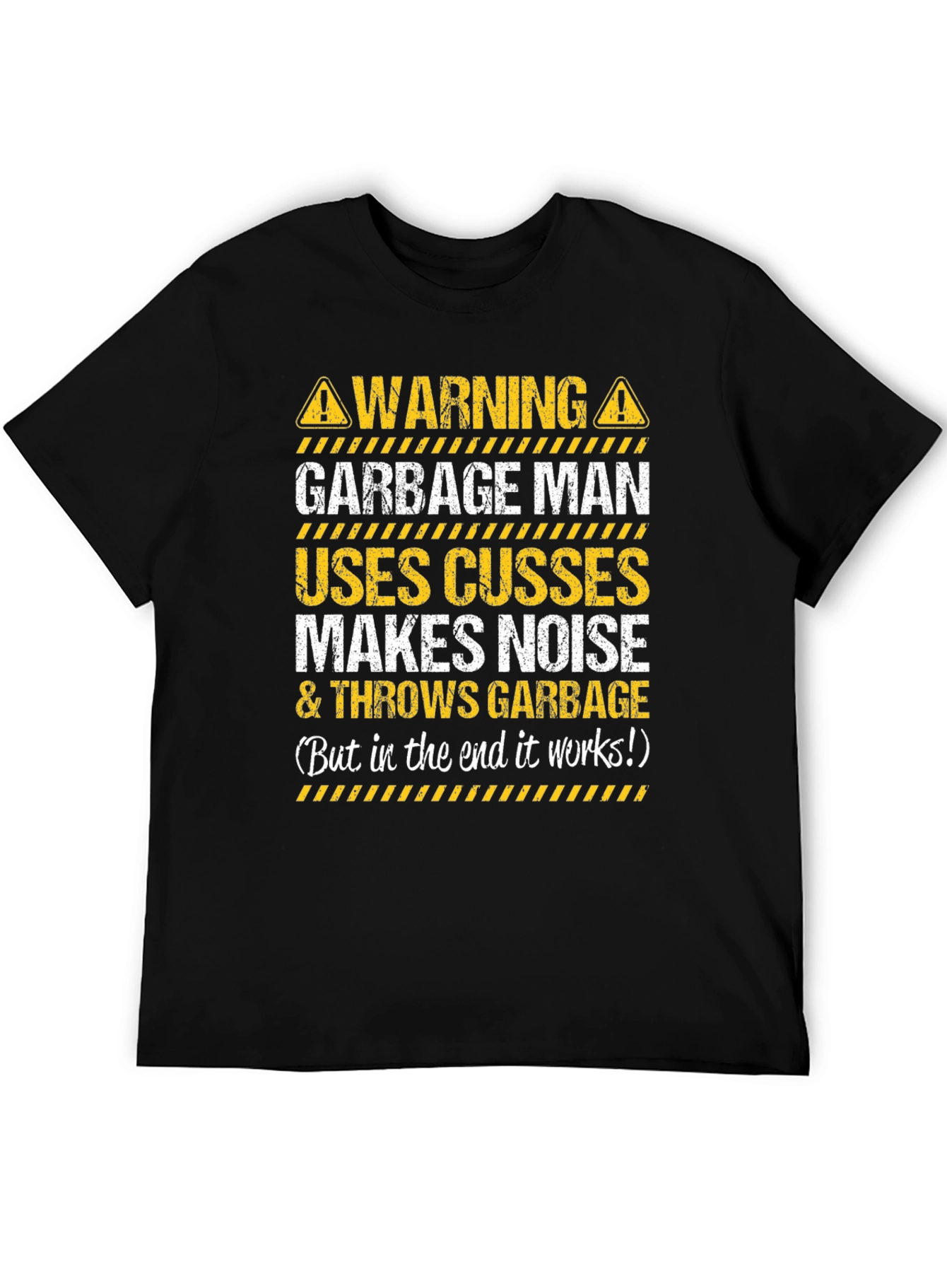Black Warning Garbage Man T-Shirt - Funny Novelty Tee view 5