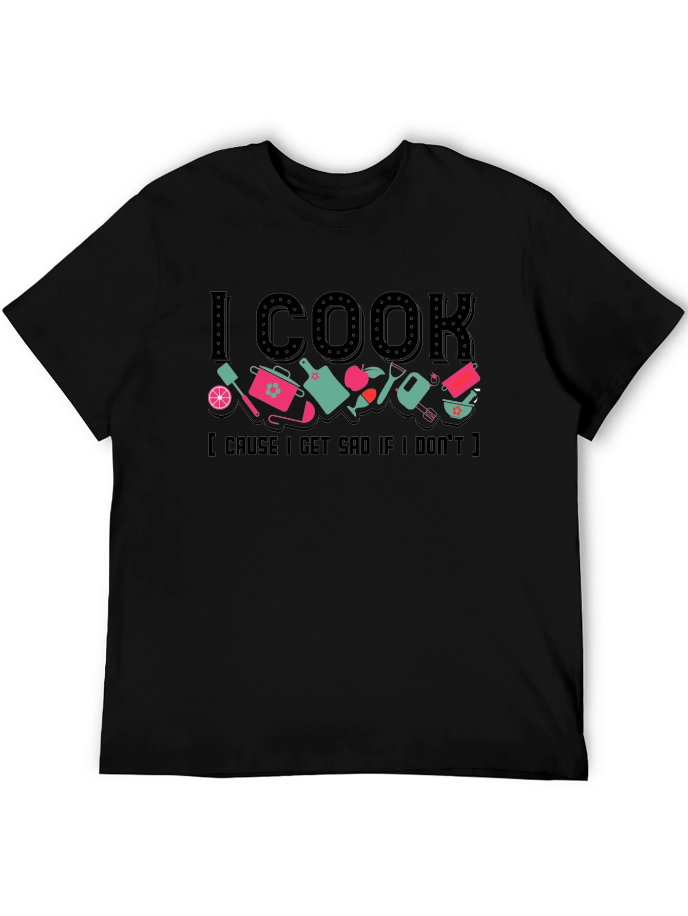 Black I Cook Graphic Tee - Chef Humor Shirt view 5