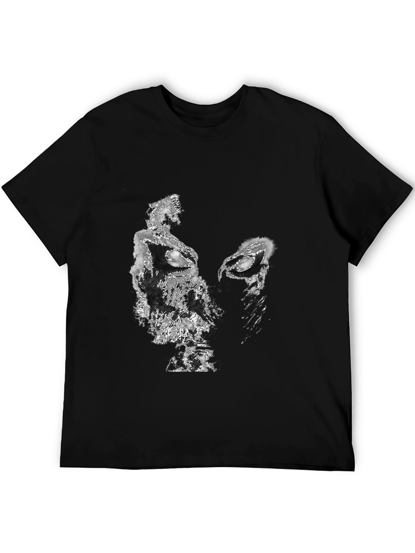 Black Abstract Face Graphic Black T-Shirt view 5
