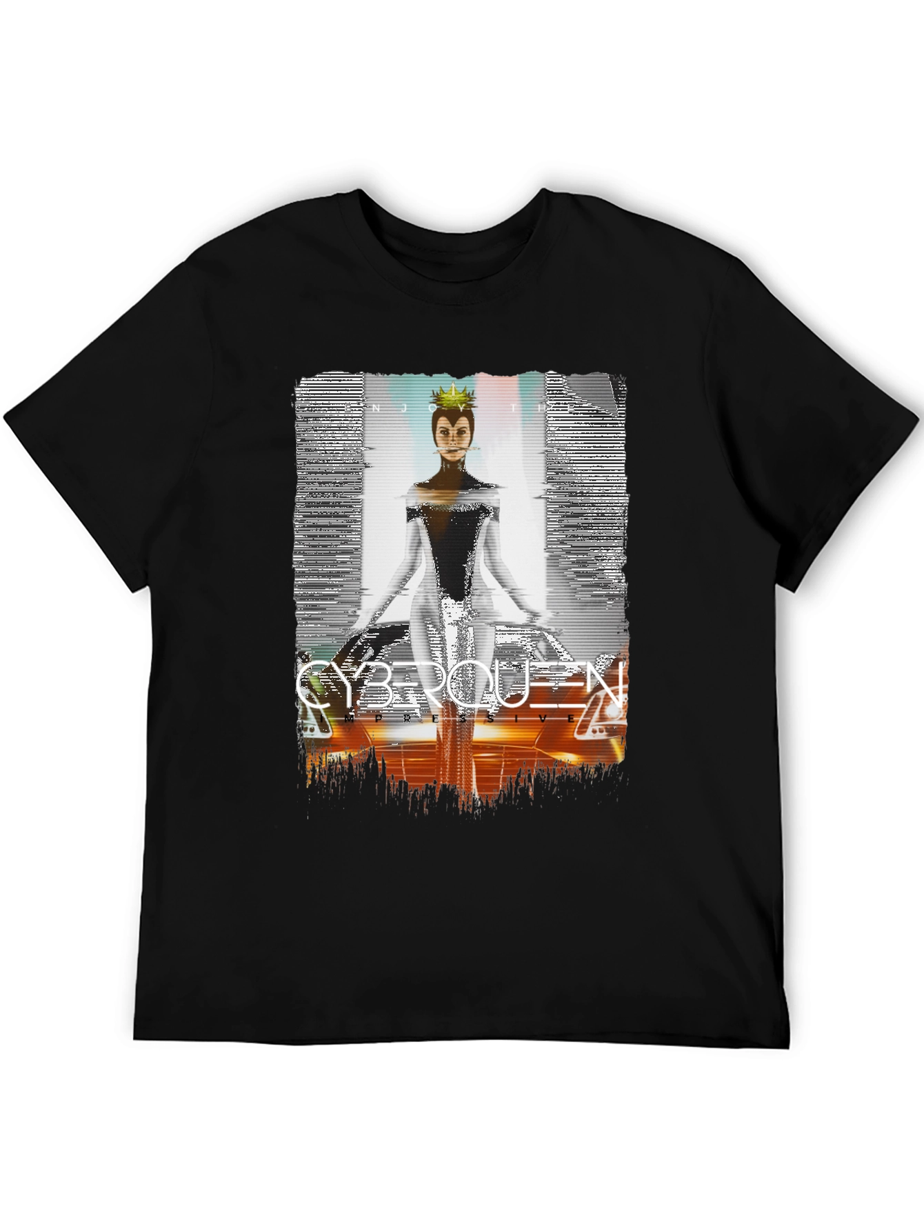 Black Cyberqueen Graphic T-Shirt - Modern Streetwear view 5