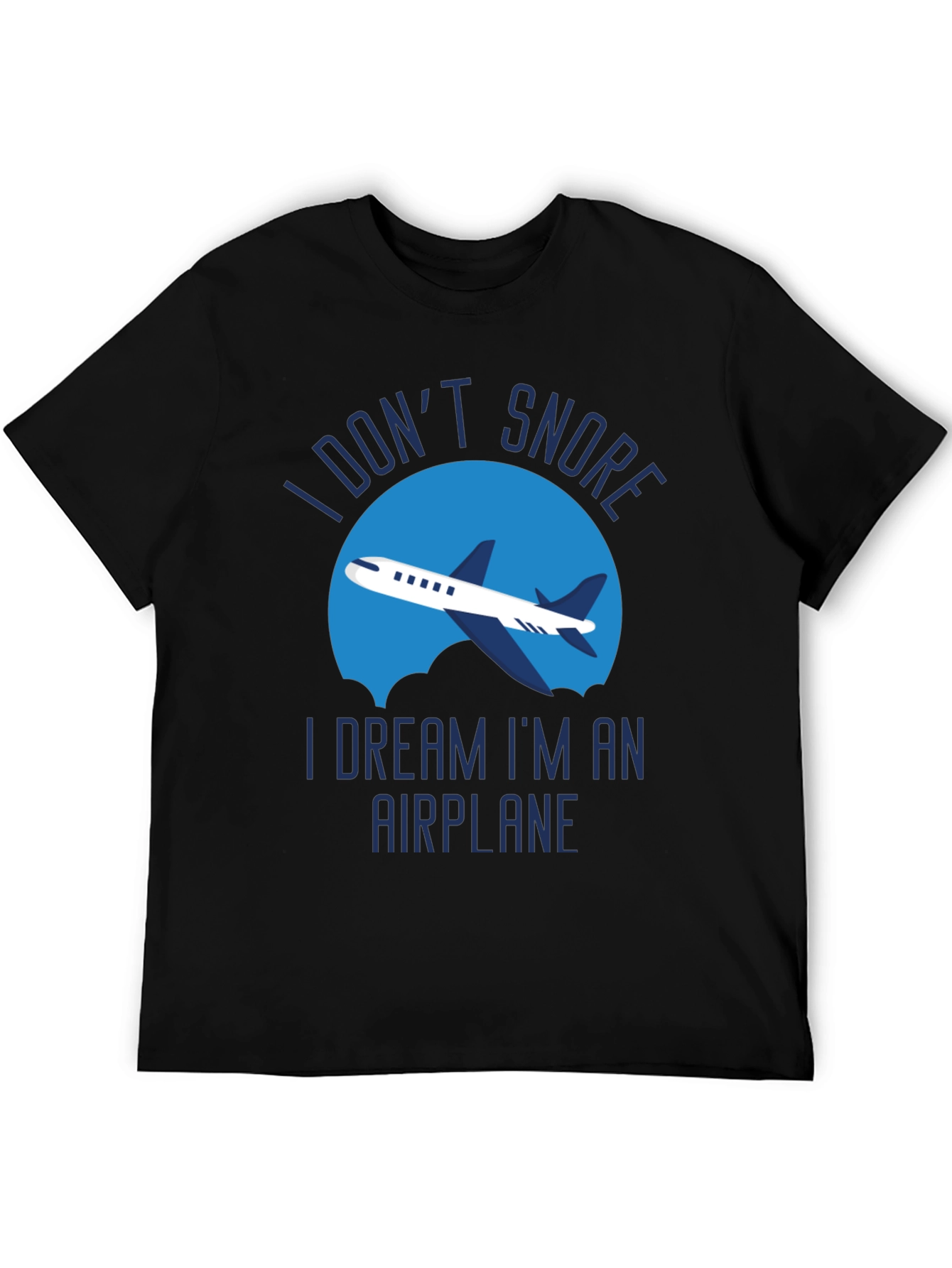 Black Funny Snoring Airplane T-Shirt view 5