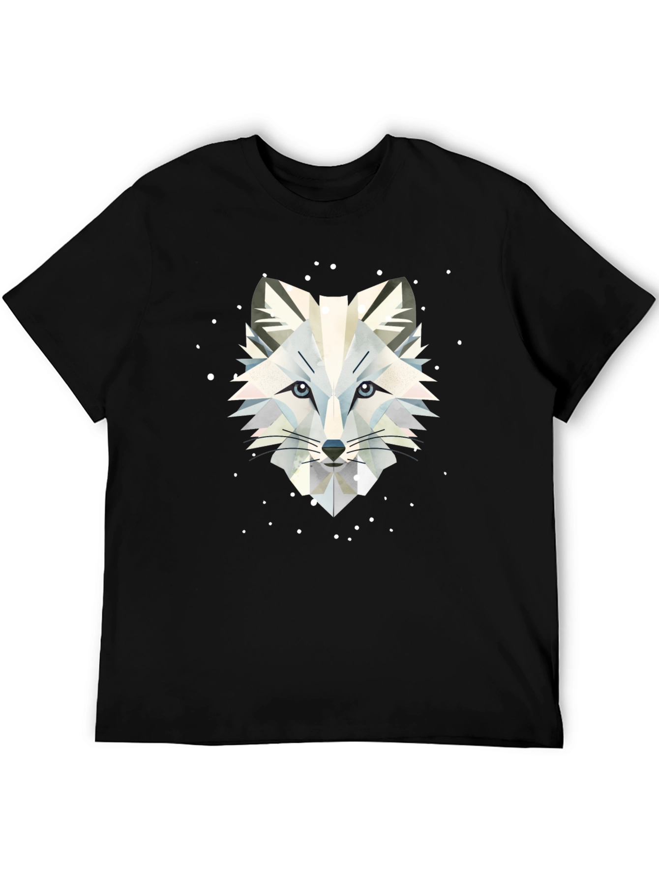 Black Geometric Arctic Fox Graphic Tee - Stylish Black T-Shirt view 5