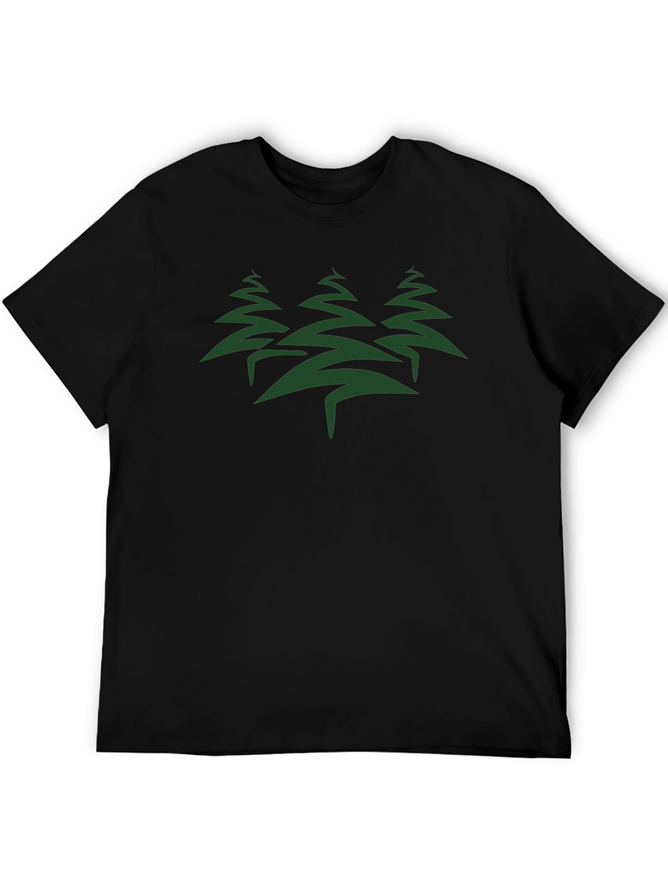 Black Nature Inspired Graphic Tee - Forest Design view 5