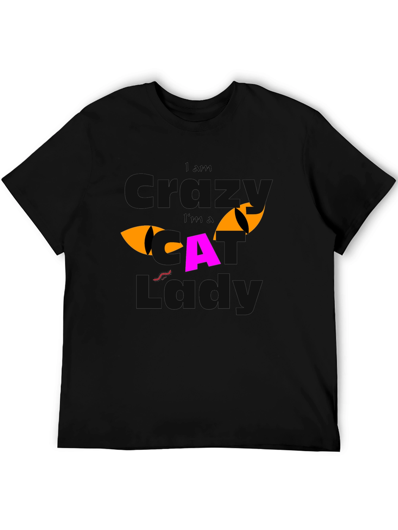 Black Crazy Cat Lover Graphic T-Shirt view 5