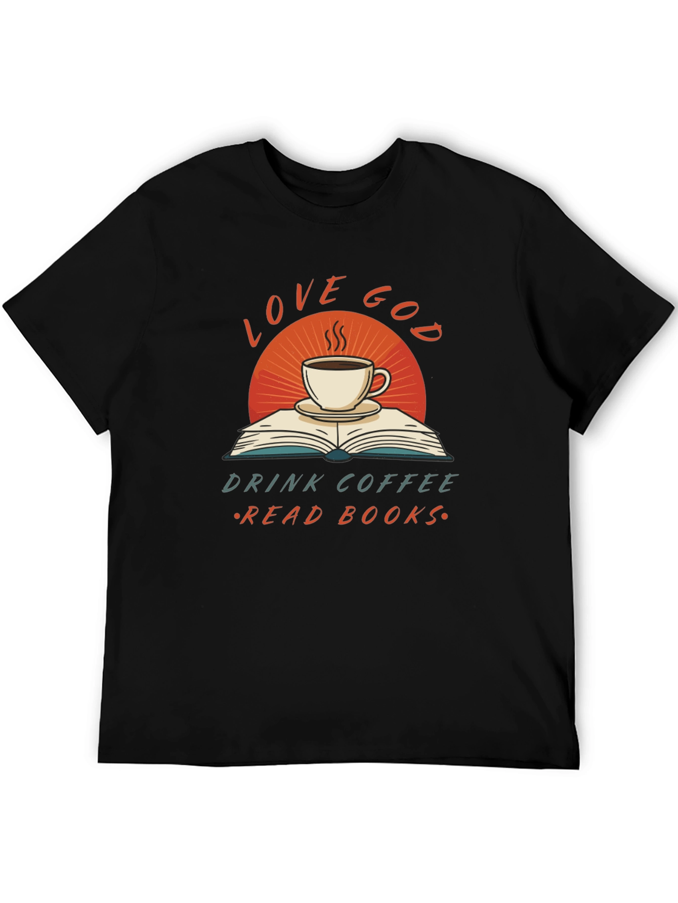 Black Love God Coffee Books Black T-Shirt view 5