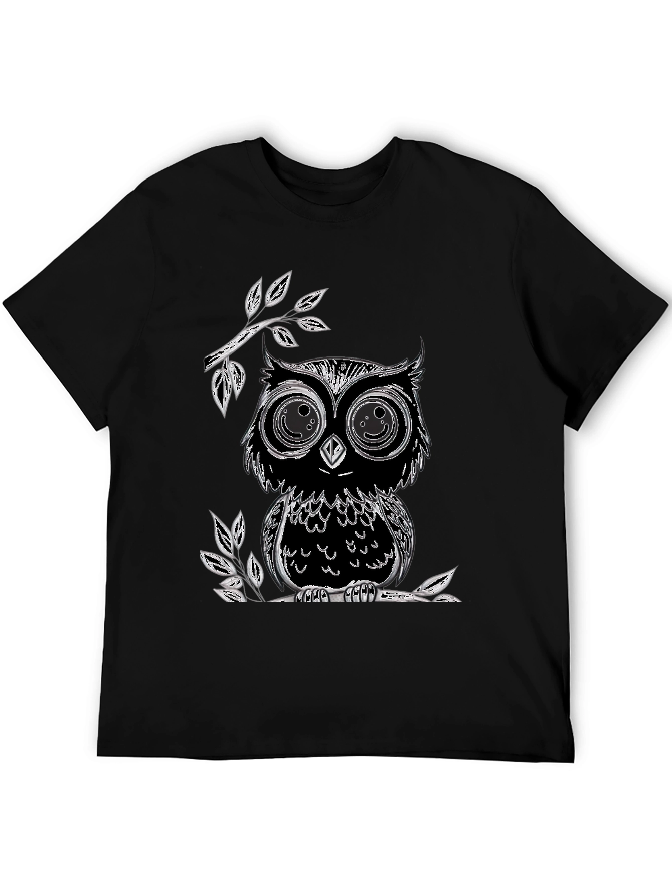 Black Owl Graphic T-Shirt - Soft Cotton Blend, Black view 5