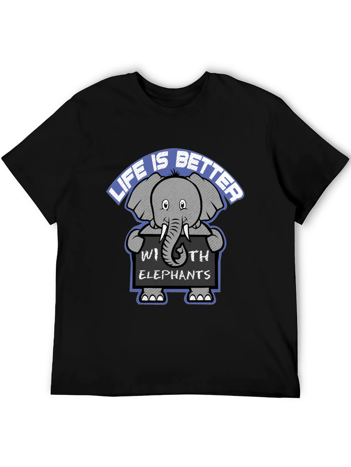 Black Life is Better with Elephants Graphic Tee view 5