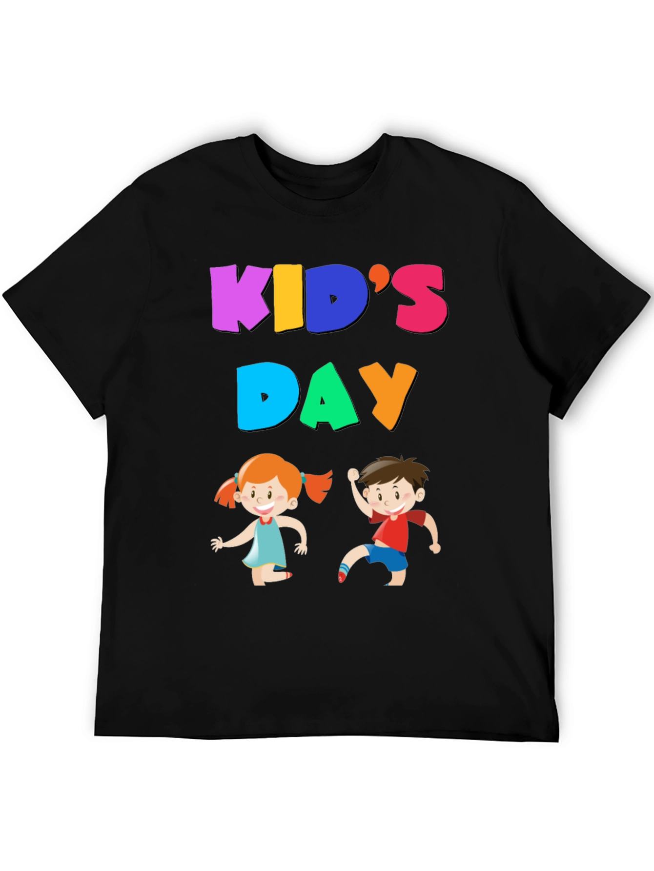 Black Colorful Kid's Day T-Shirt view 5