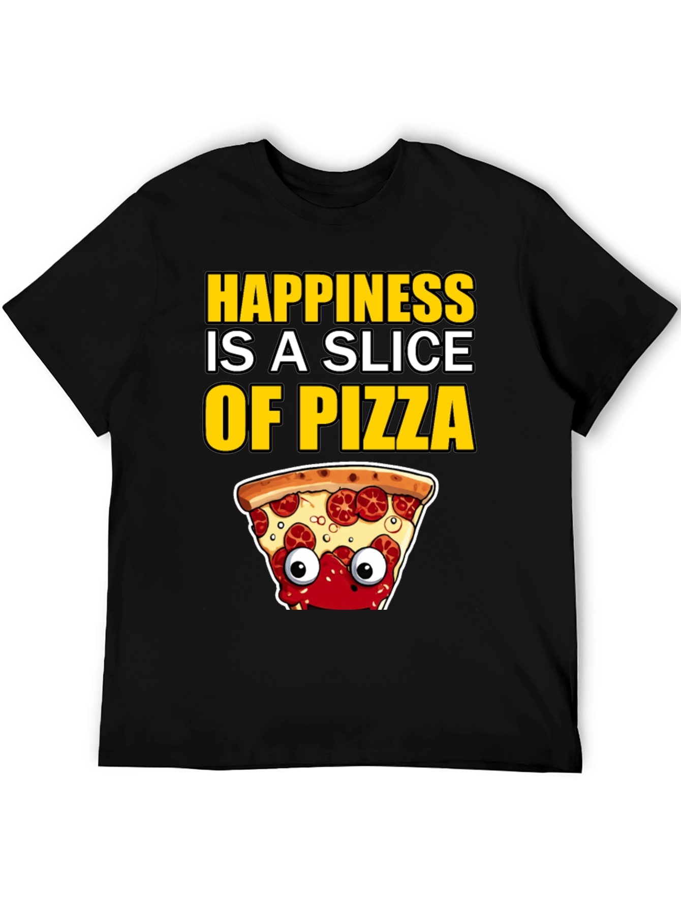 Black Happiness Pizza Slice T-Shirt view 5