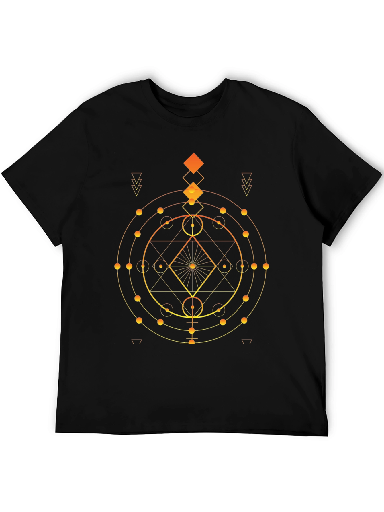 Black Geometric Design Black T-Shirt view 5