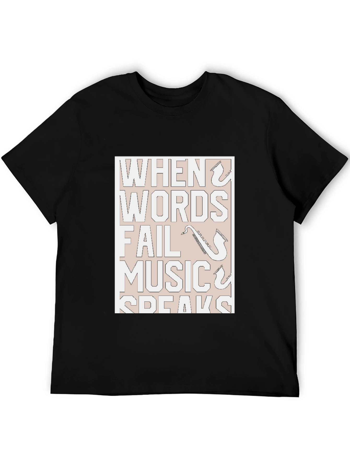 Black Music Speaks T-Shirt - Black Graphic Tee view 5