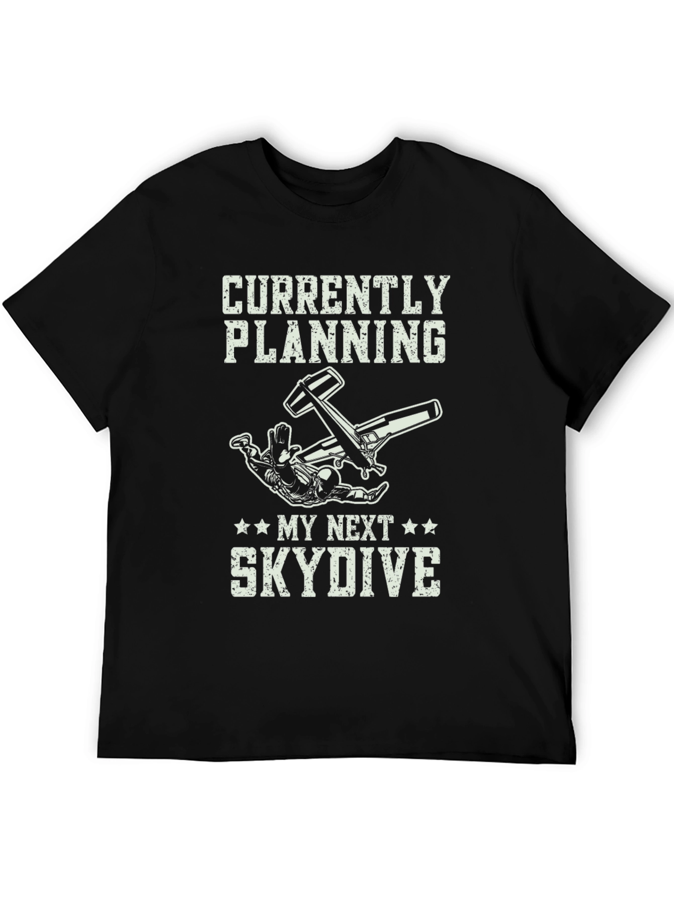 Black Skydiving T-Shirt - Planning My Next Skydive Graphic Tee view 5