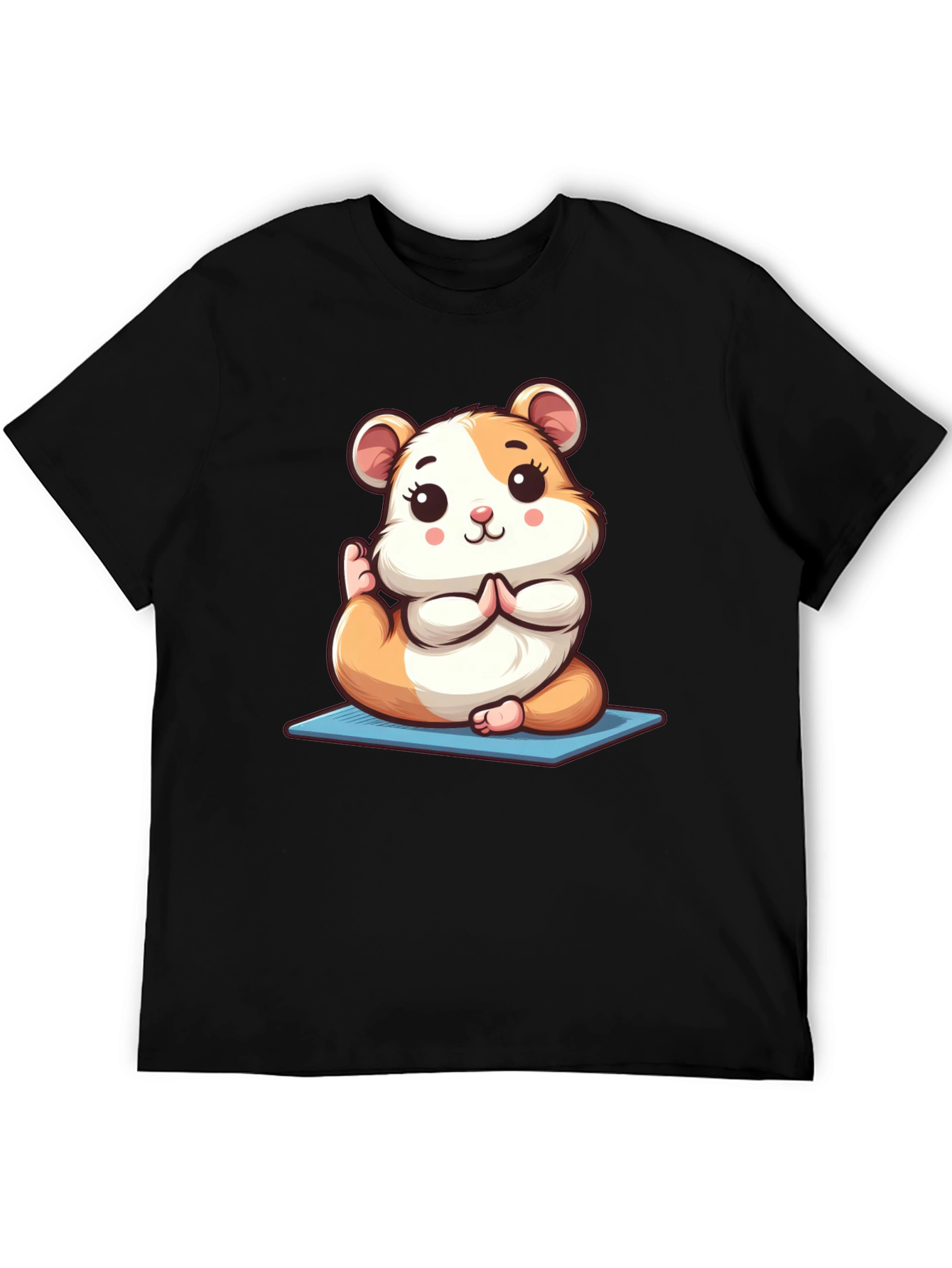 Black Yoga Hamster Tee - Meditating Rodent T-Shirt view 5