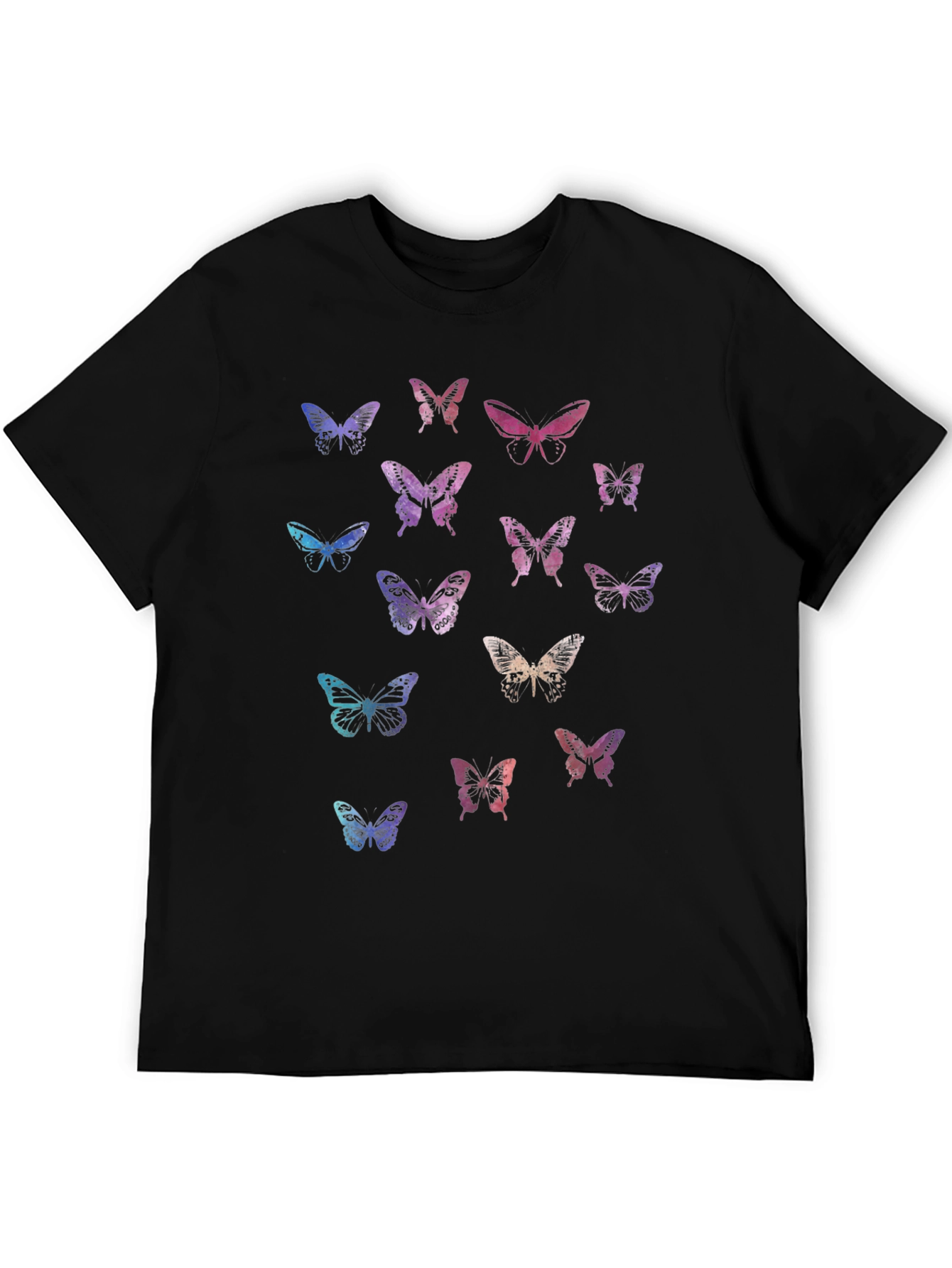Black Butterfly Print Black Tee - Unisex view 5