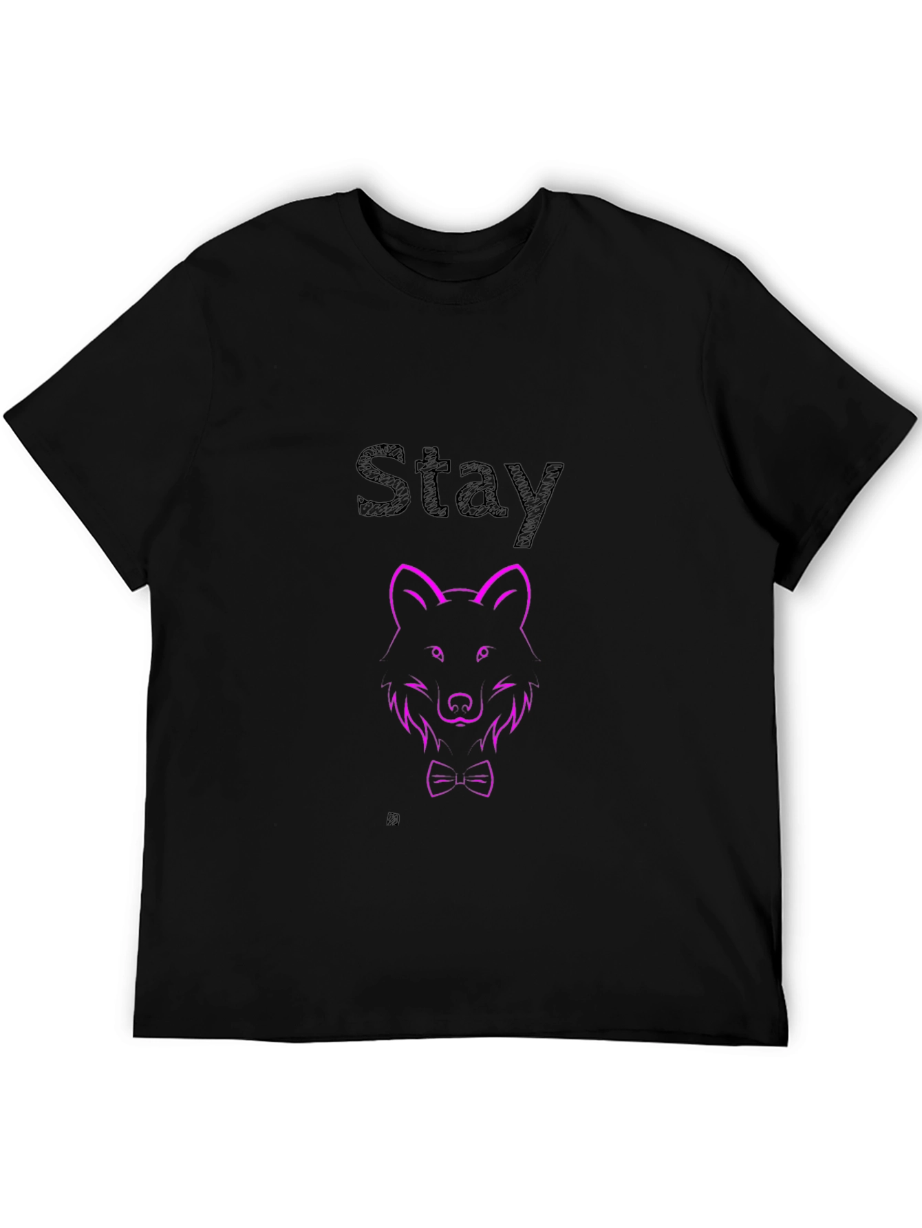 Black Men's Black Wolf Graphic Tee - Stay Stylish view 5