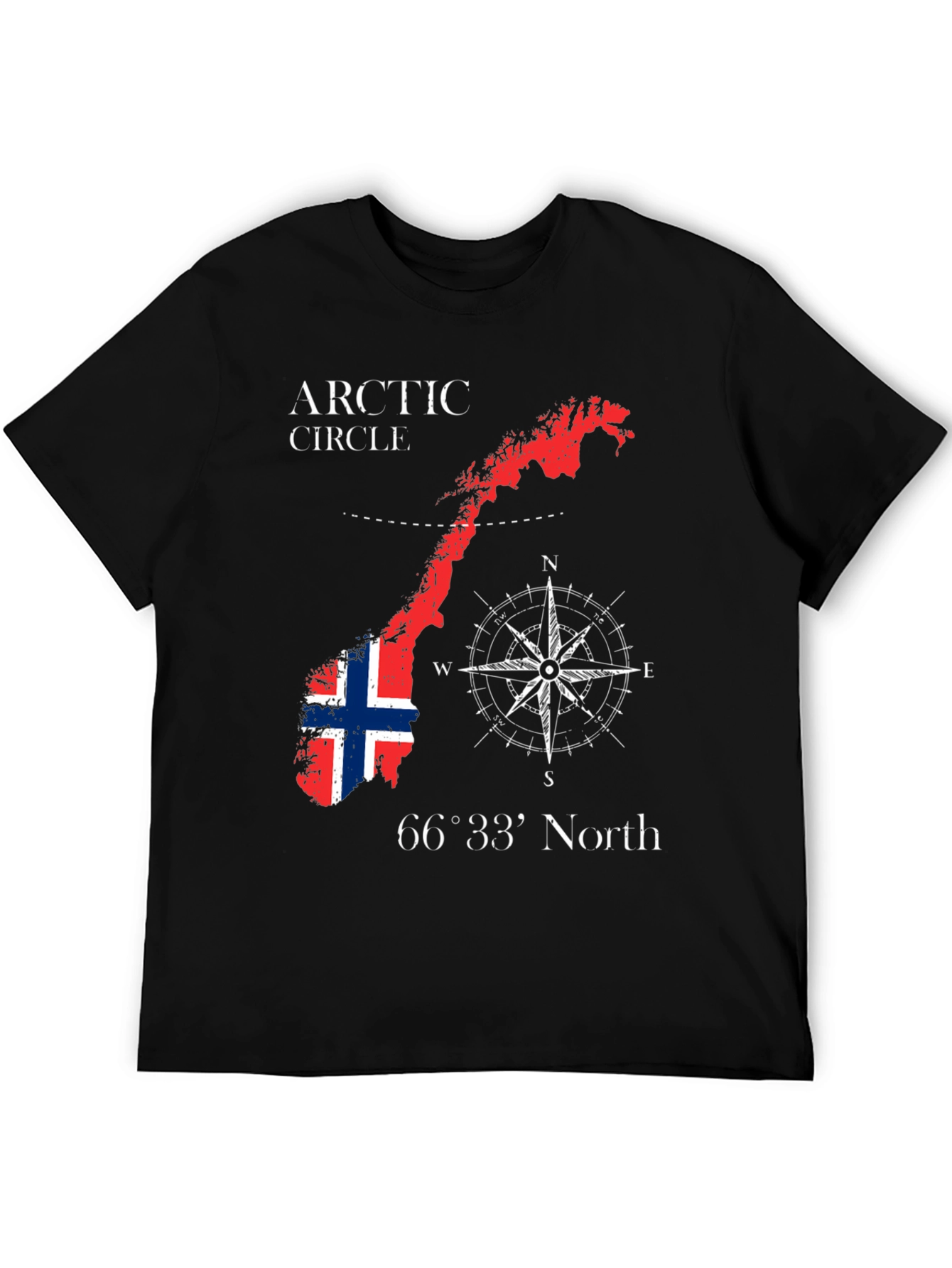Norway Arctic Circle Black Graphic T-Shirt - 5
