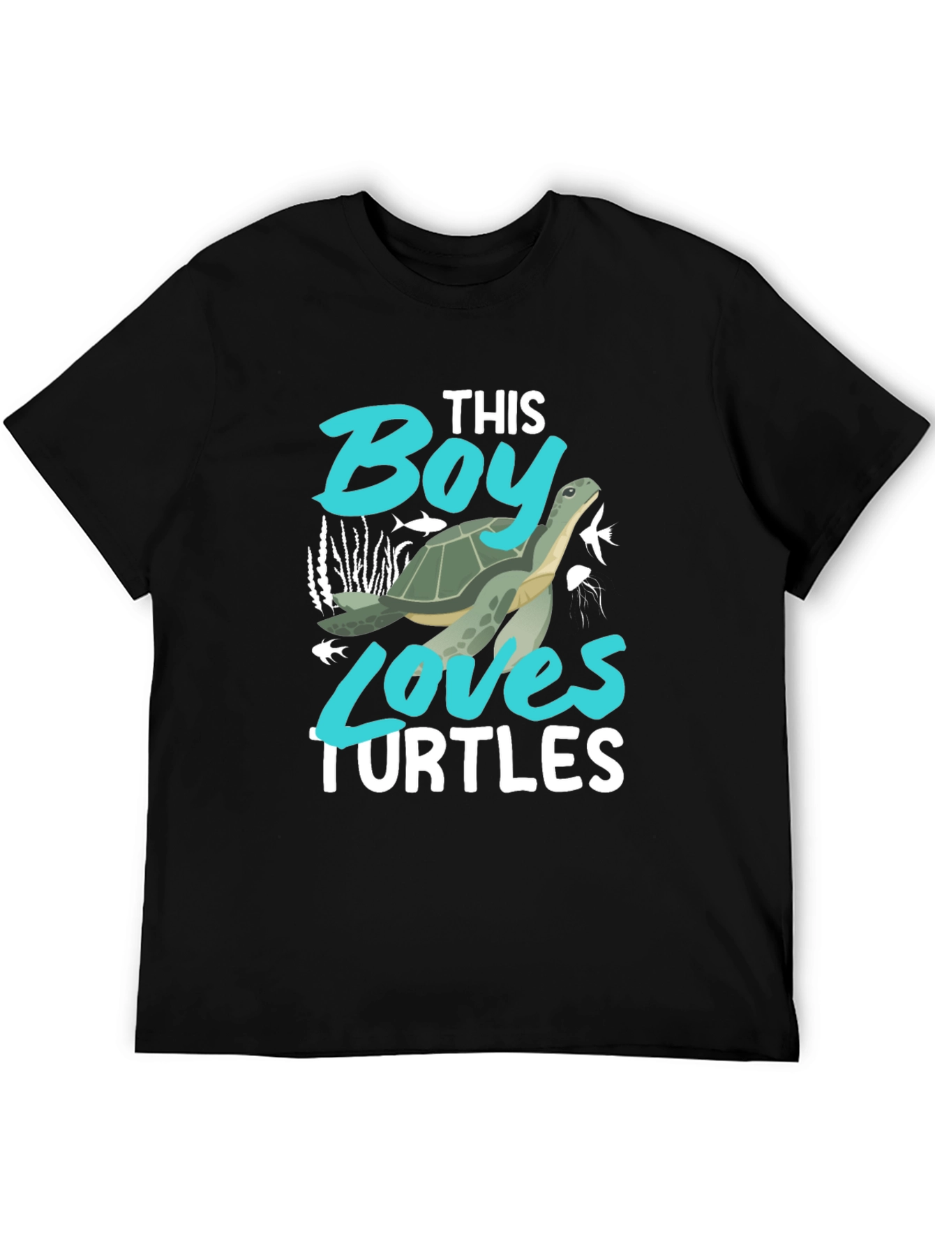 Black Boy Loves Turtles Graphic Tee - Black Cotton Blend view 5
