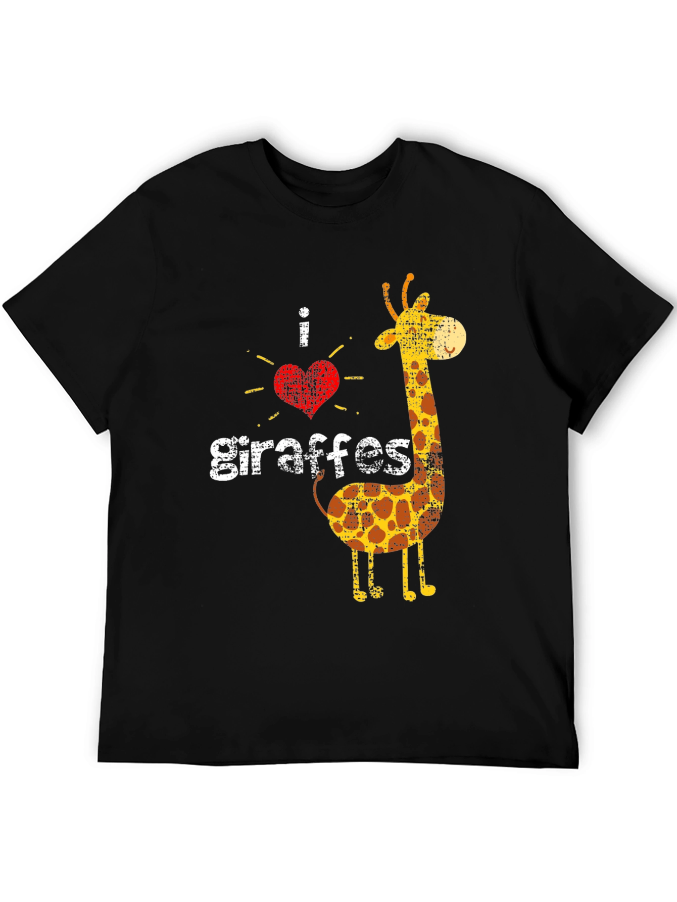 Black I Love Giraffes Graphic Tee - Unisex Black T-Shirt view 5