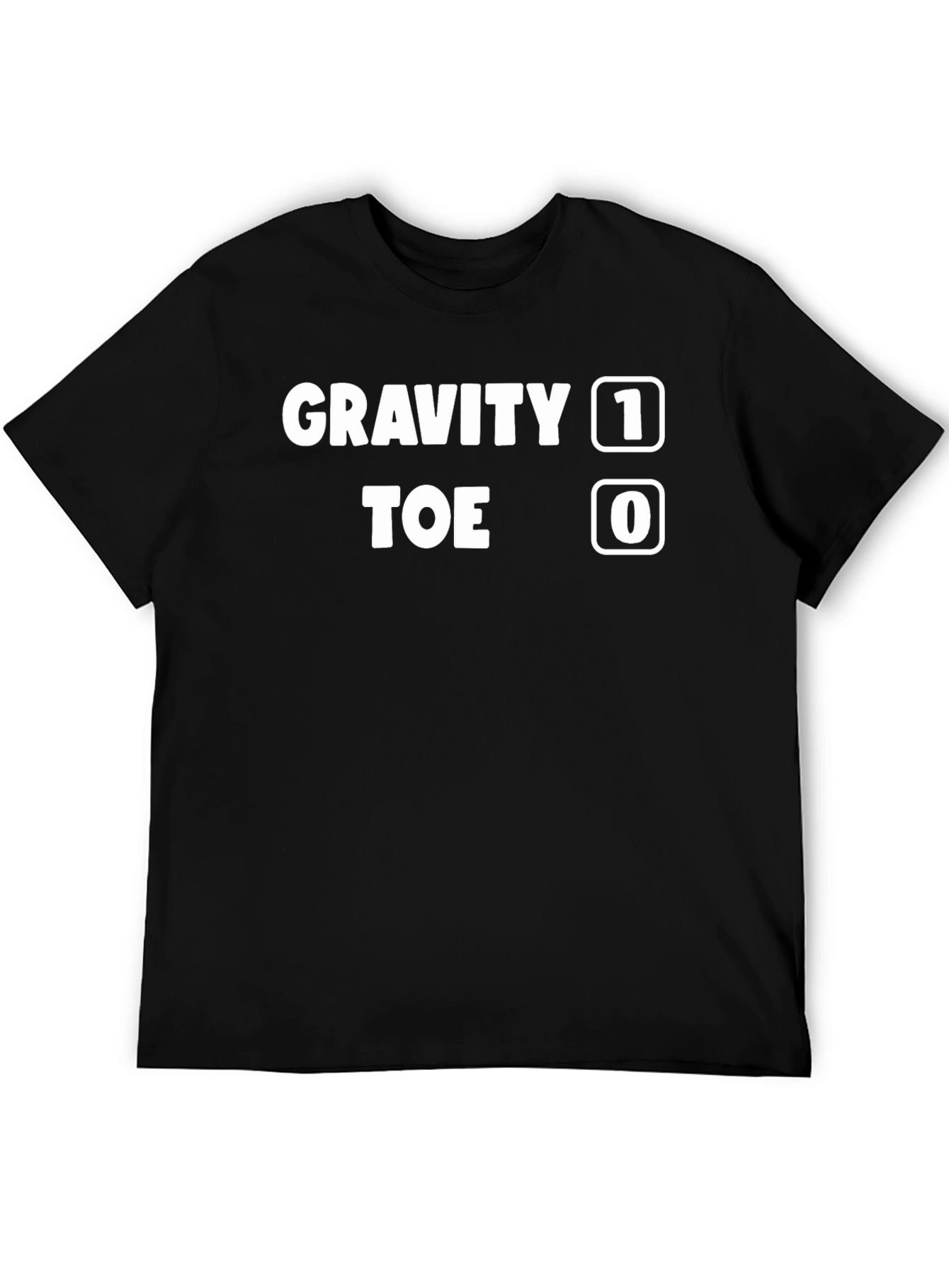 Black Gravity 1 Toe 0 Funny Graphic Tee - Casual Style view 5