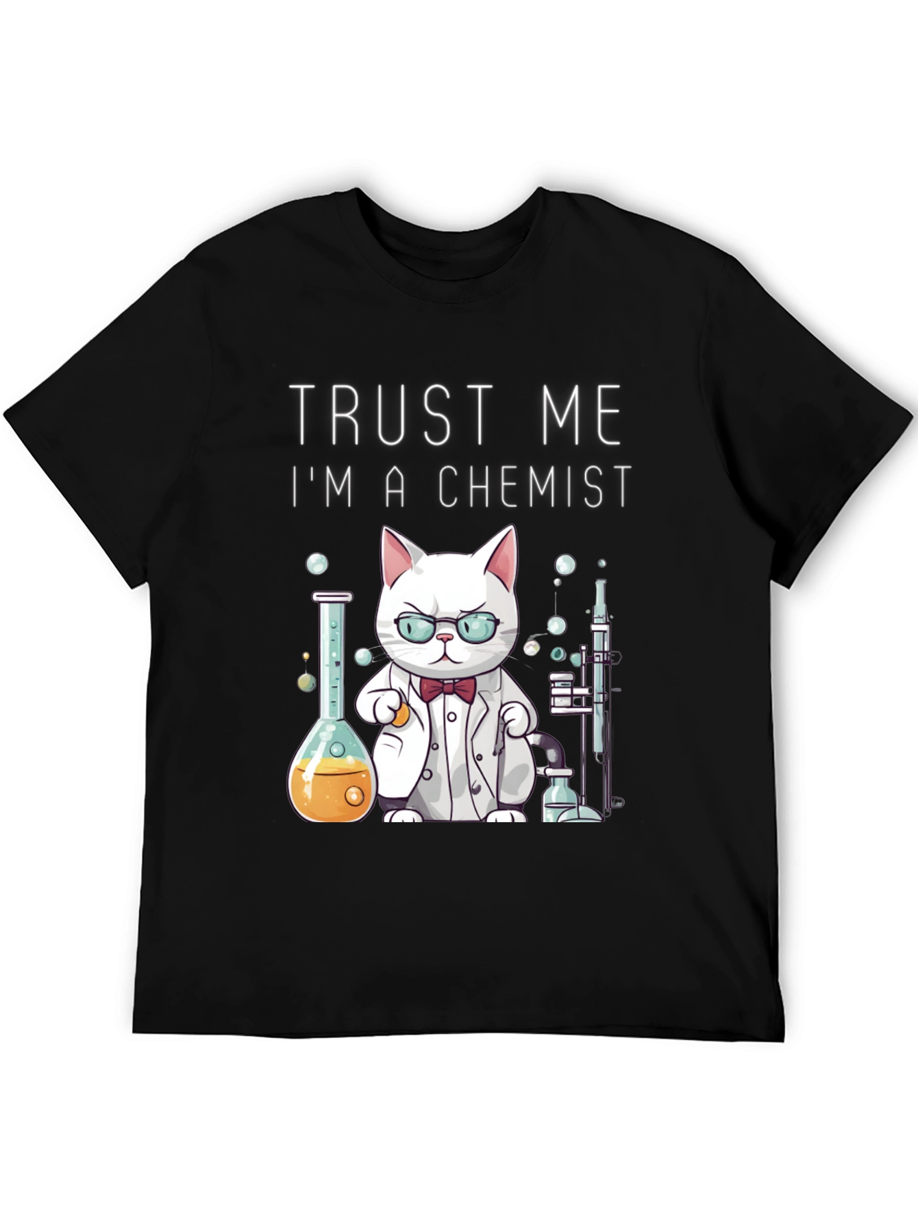 Black Trust Me I'm a Chemist Cat T-Shirt view 5