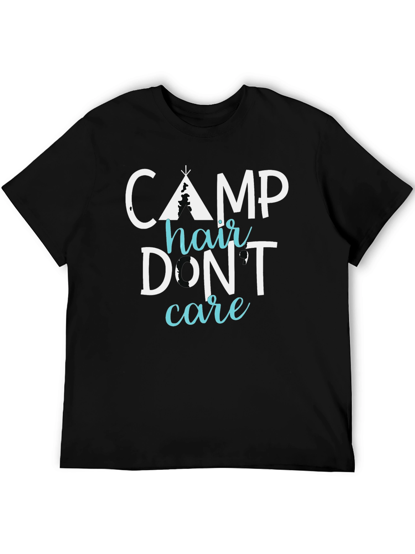 Black Camp Hair Don't Care Tee - Funny Camping Shirt view 5