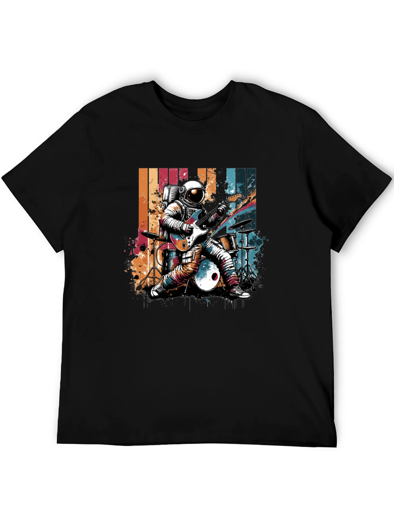 Black Astronaut Guitarist T-Shirt view 5