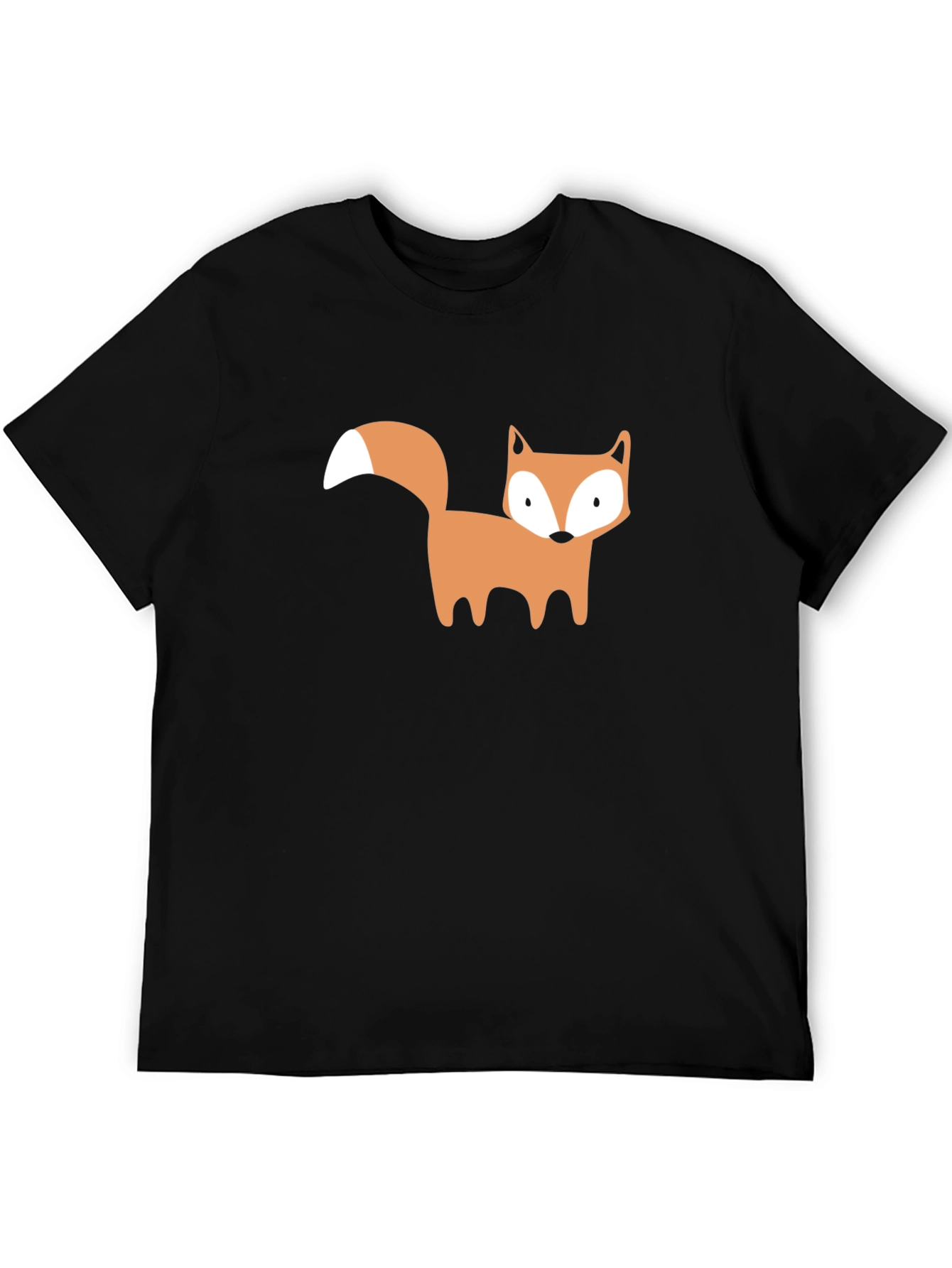 Black Cute Fox Graphic Black T-Shirt view 5