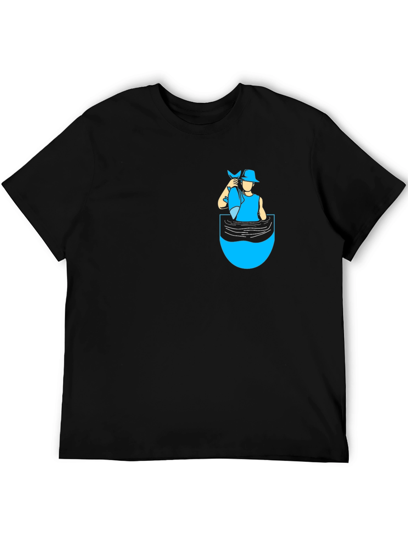Black Fisherman Pocket T-Shirt - Novelty Graphic Tee view 5