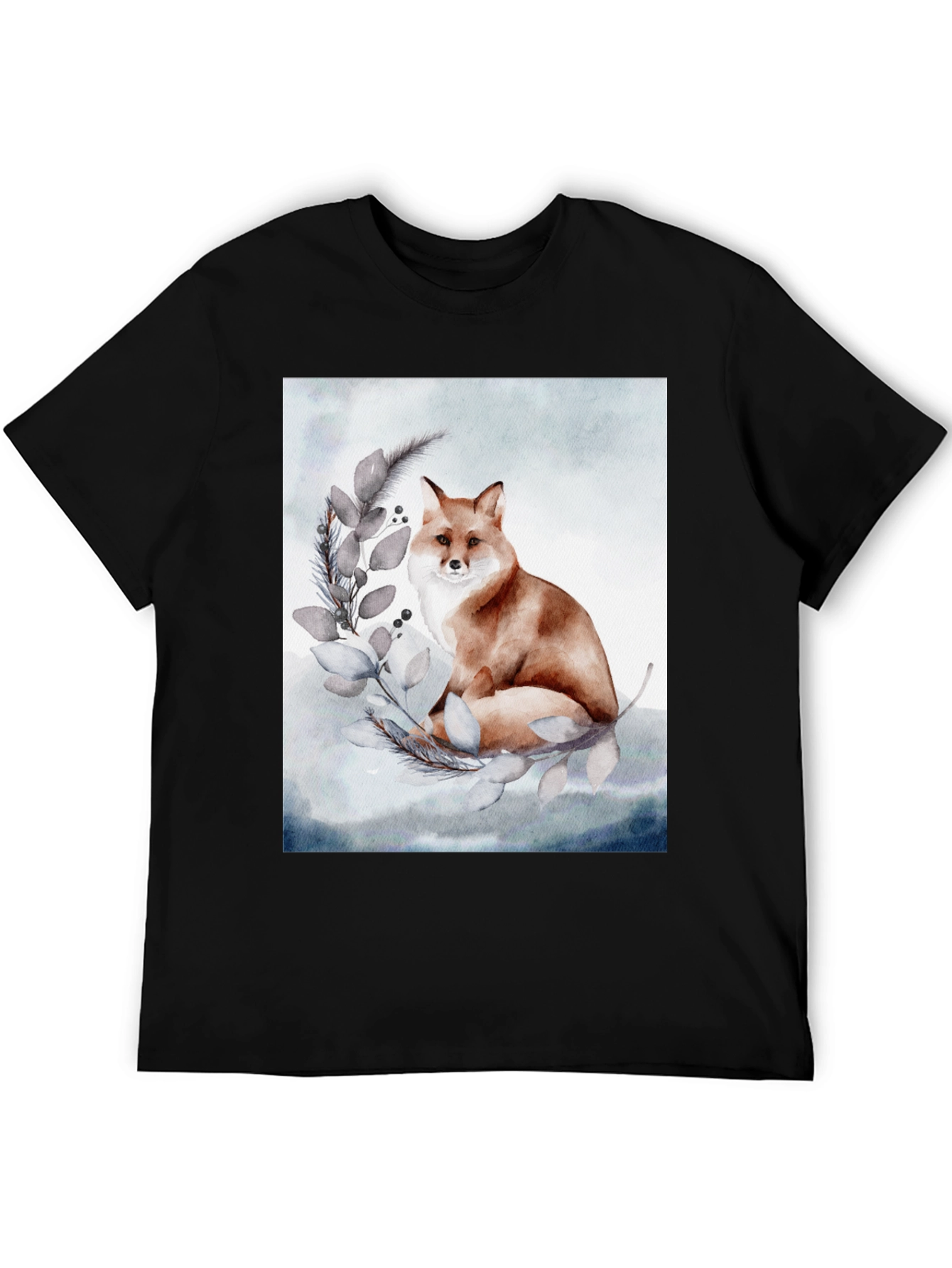 Black Watercolor Fox T-Shirt view 5