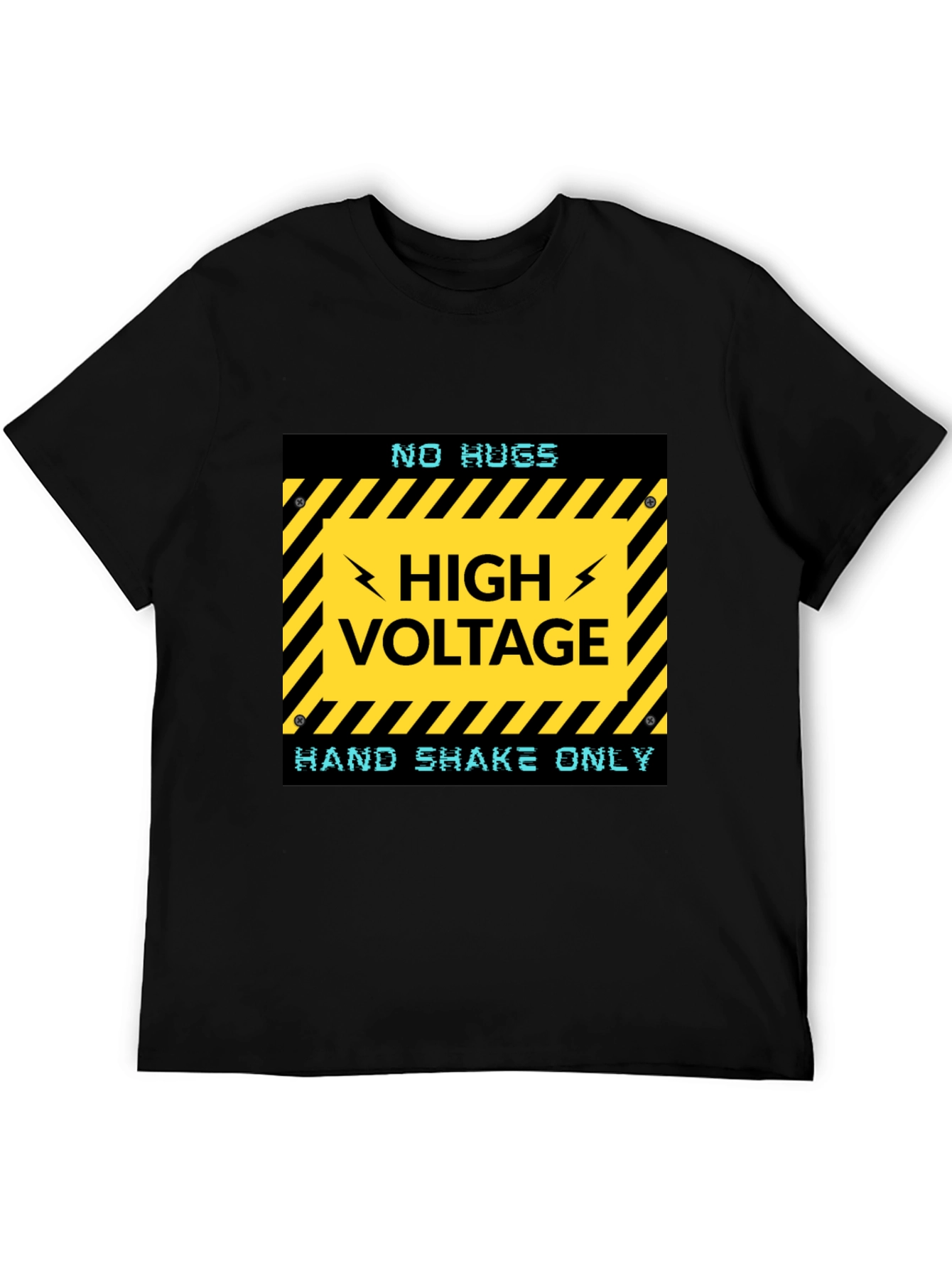 Black High Voltage Humor Tee - No Hugs, Handshakes Only! view 5