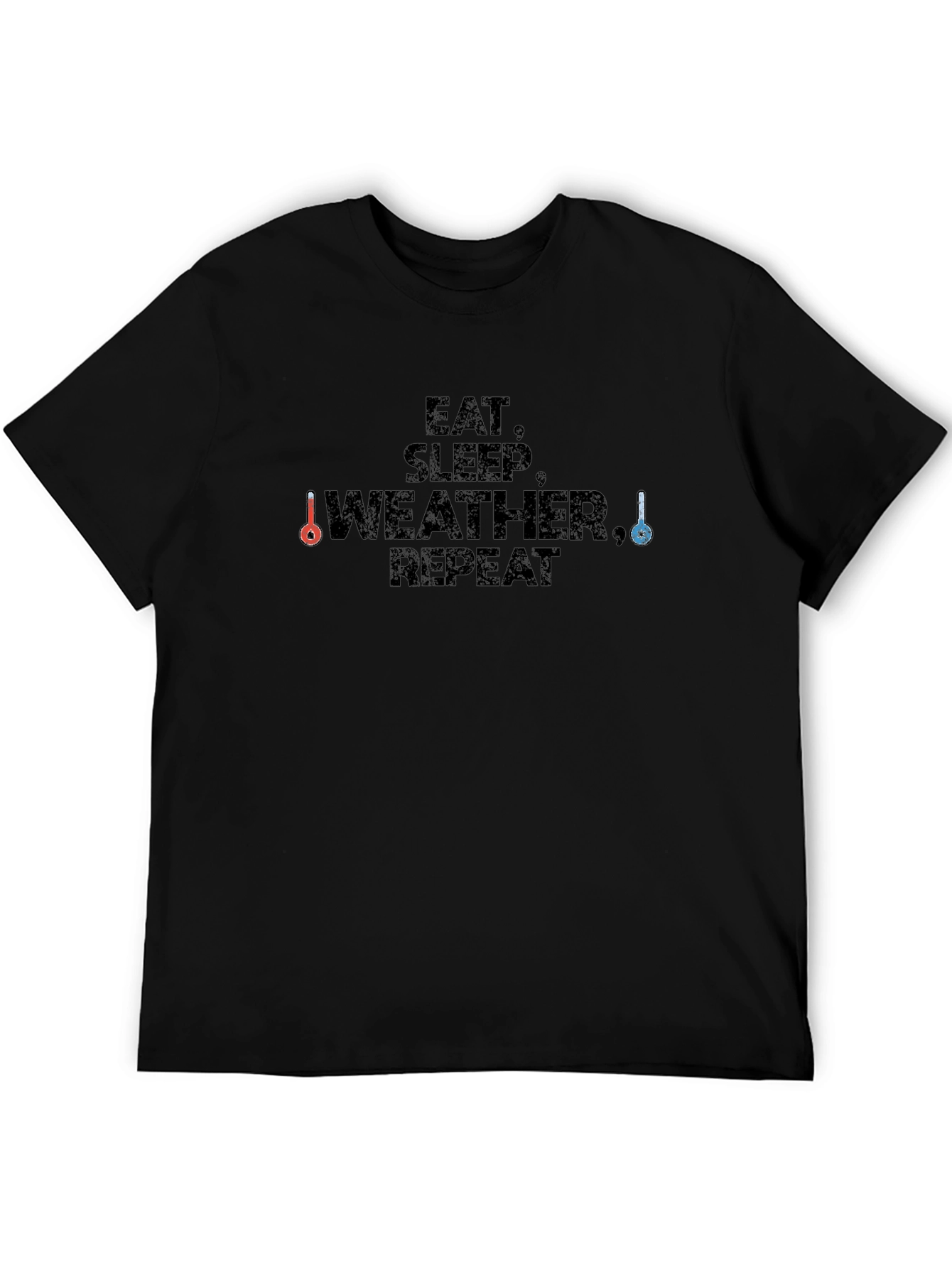 Black Eat, Sleep, Weather, Repeat Black T-Shirt view 5