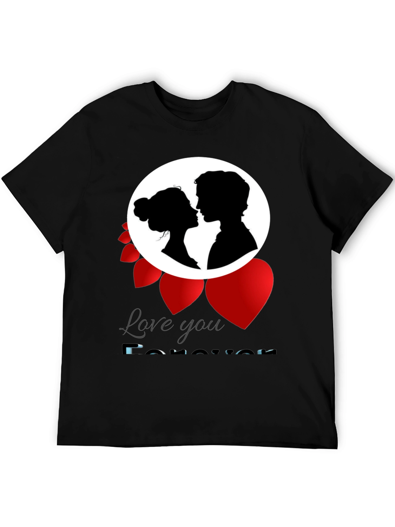 Black Love You Forever T-Shirt Romance Valentine's Gift view 5